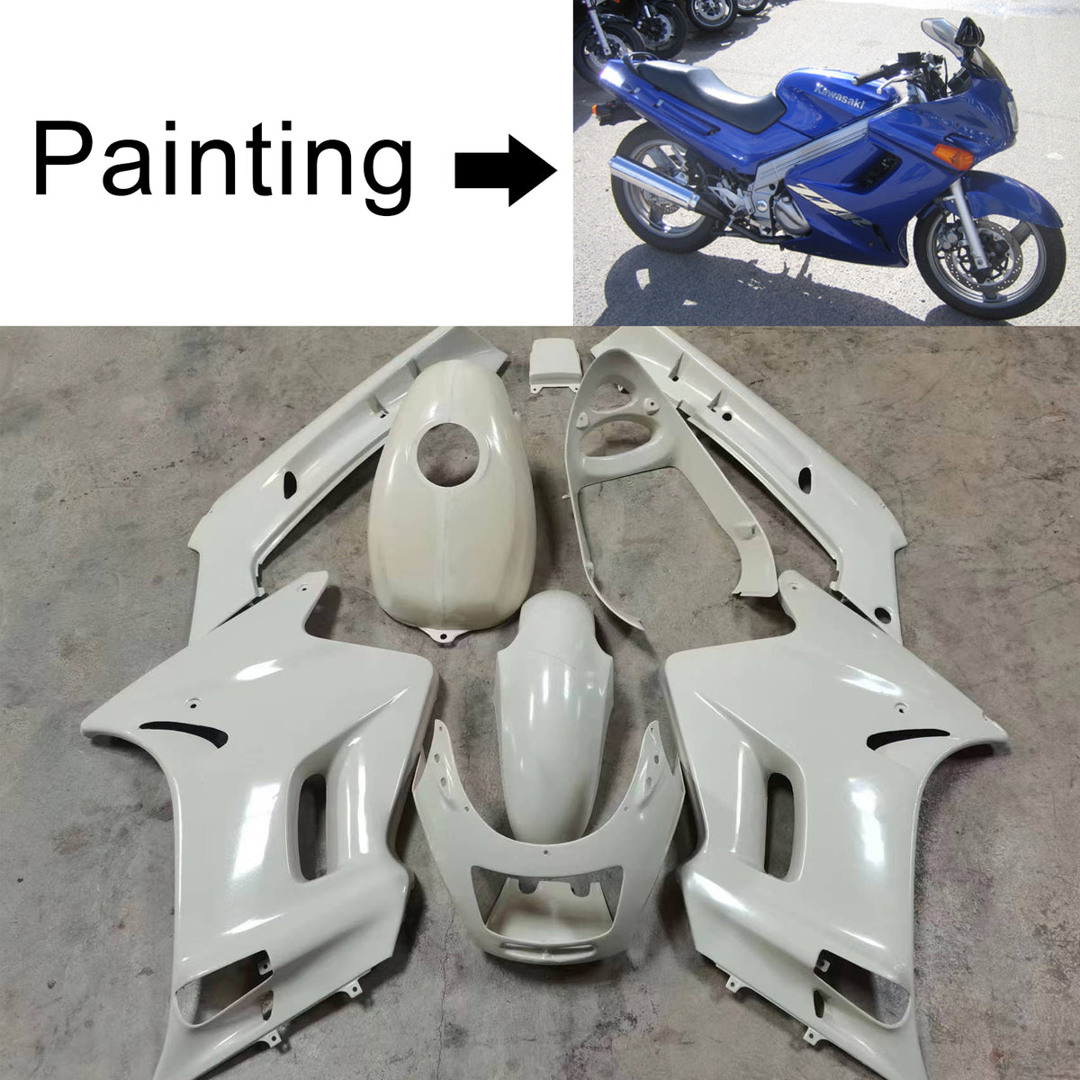 Kit de carénage bleu Amotopart 1996-2007 Kawasaki ZZR250