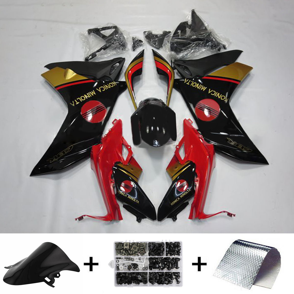 Amotopart 2011-2013 CBR600F Honda Kit de carénage rouge et or