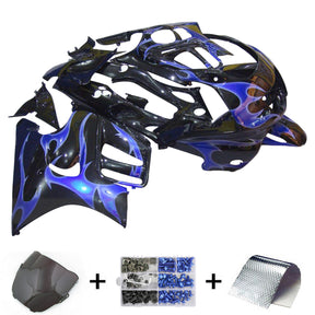 Amotopart 1997-1998 Honda CBR600 F3 Black & Blue Flame Fairing Kit