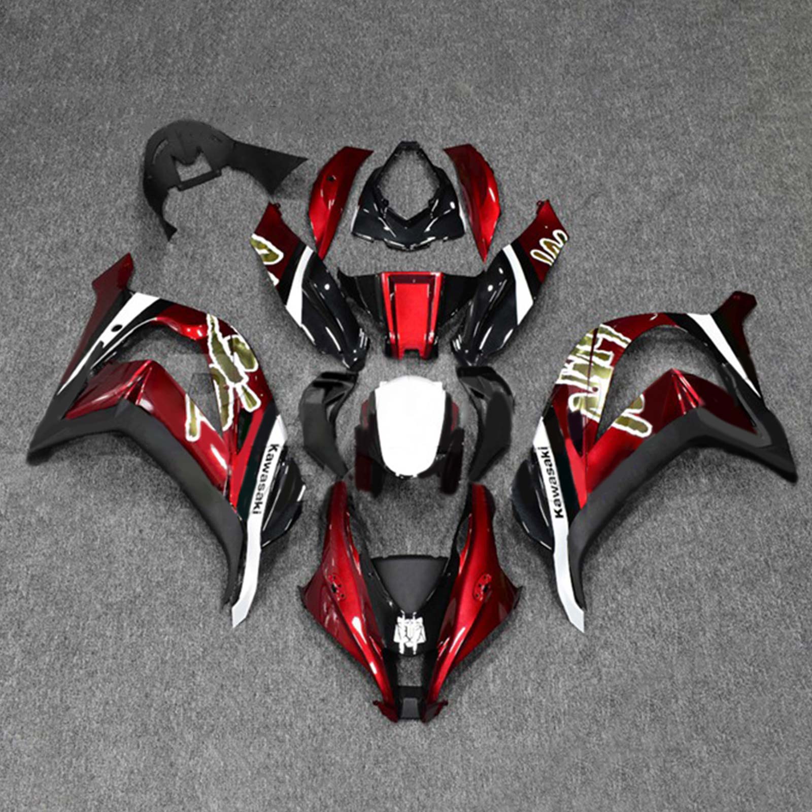 Amotopart 2016-2020 ZX10R Kawasaki Kit de carenado rojo y negro estilo 7