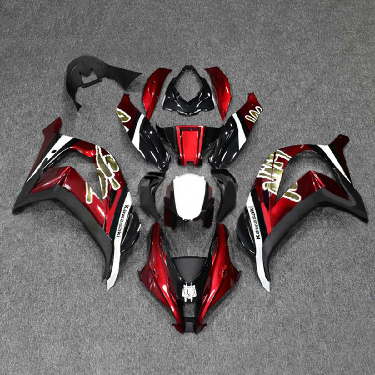 Amotopart 2016-2020 ZX10R Kawasaki Kit de carénage rouge et noir Style 7