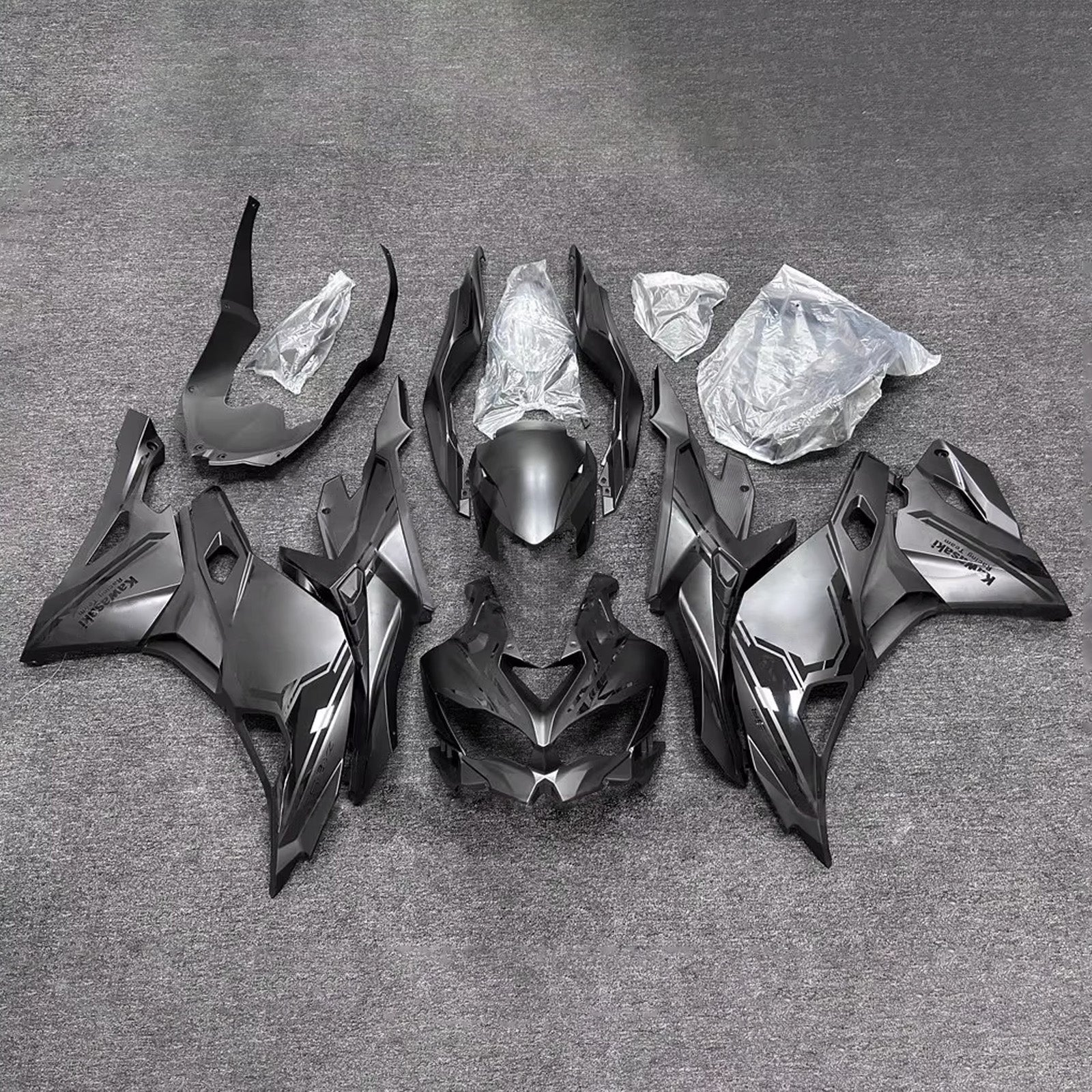 Amotopart 2019-2022 Kawasaki Ninja ZX-25R 2023-2025 Kawasaki Ninja ZX-4R/ZX-4RR Grey Fairing Kit