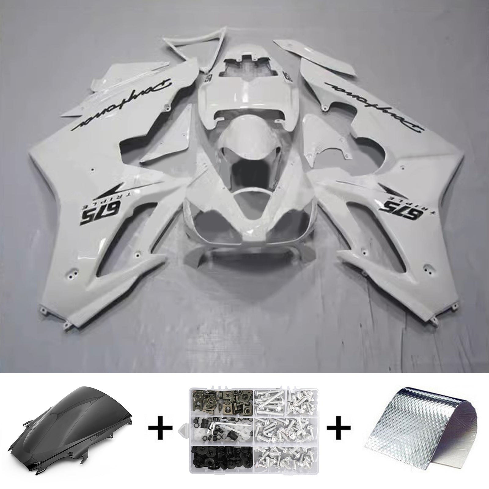 Amotopart 2009-2012 Triumph Daytona 675 Glossy White Fairing Kit