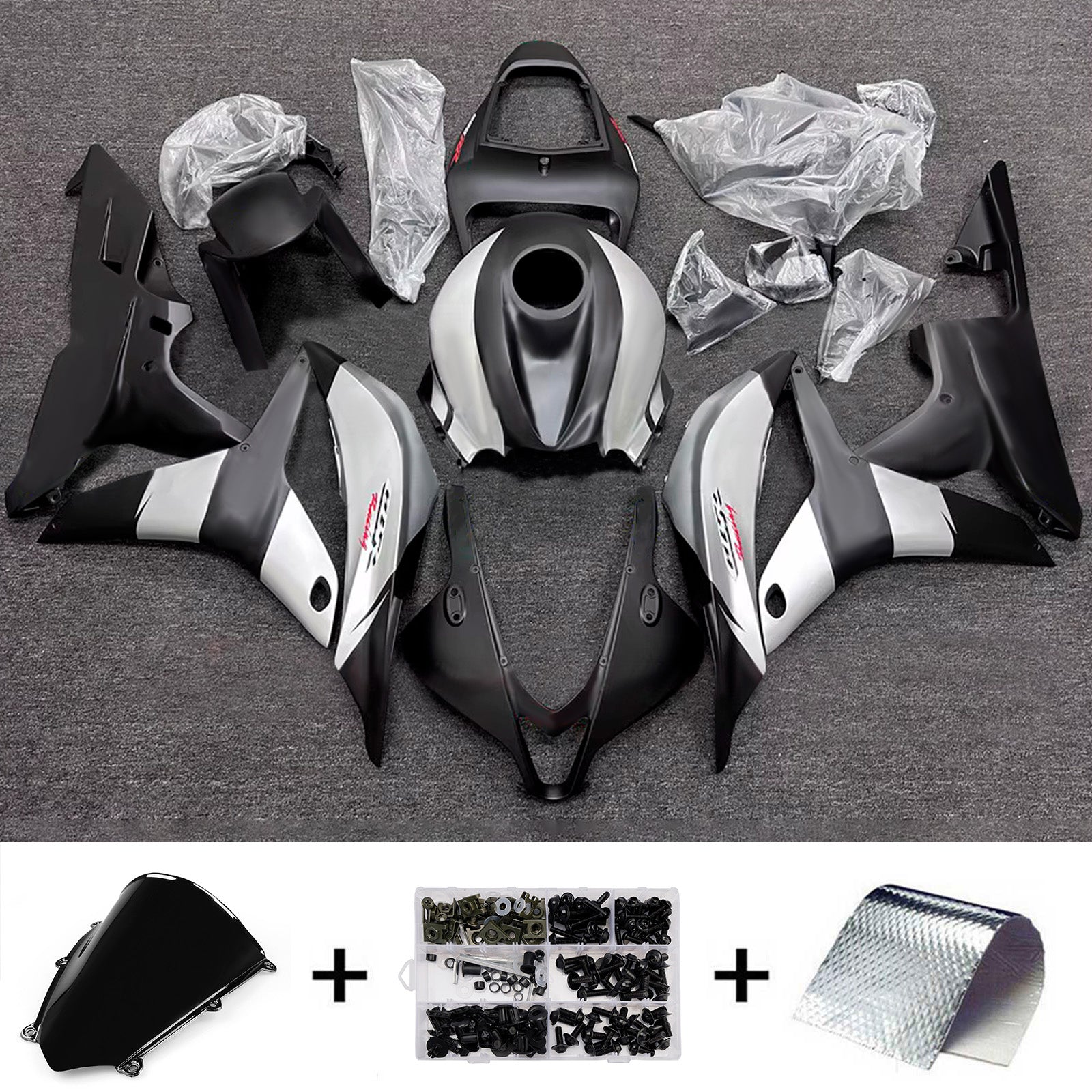Amotopart 2007-2008 ホンダ CBR600RR ブラック フェアリングキット
