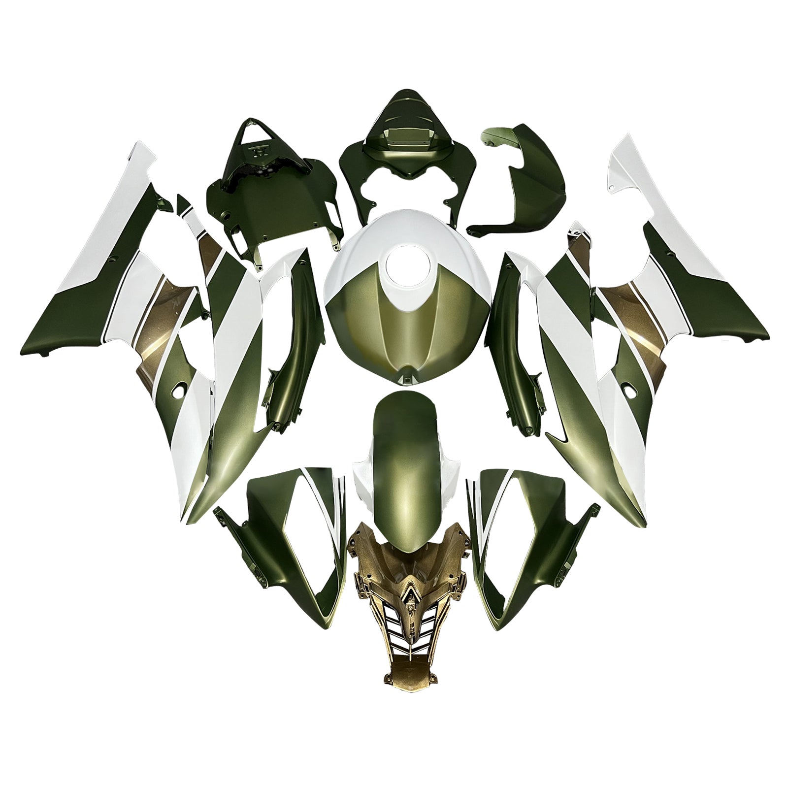 Amotopart 2008-2016 Yamaha YZF-R6 Green & White Fairing Kit