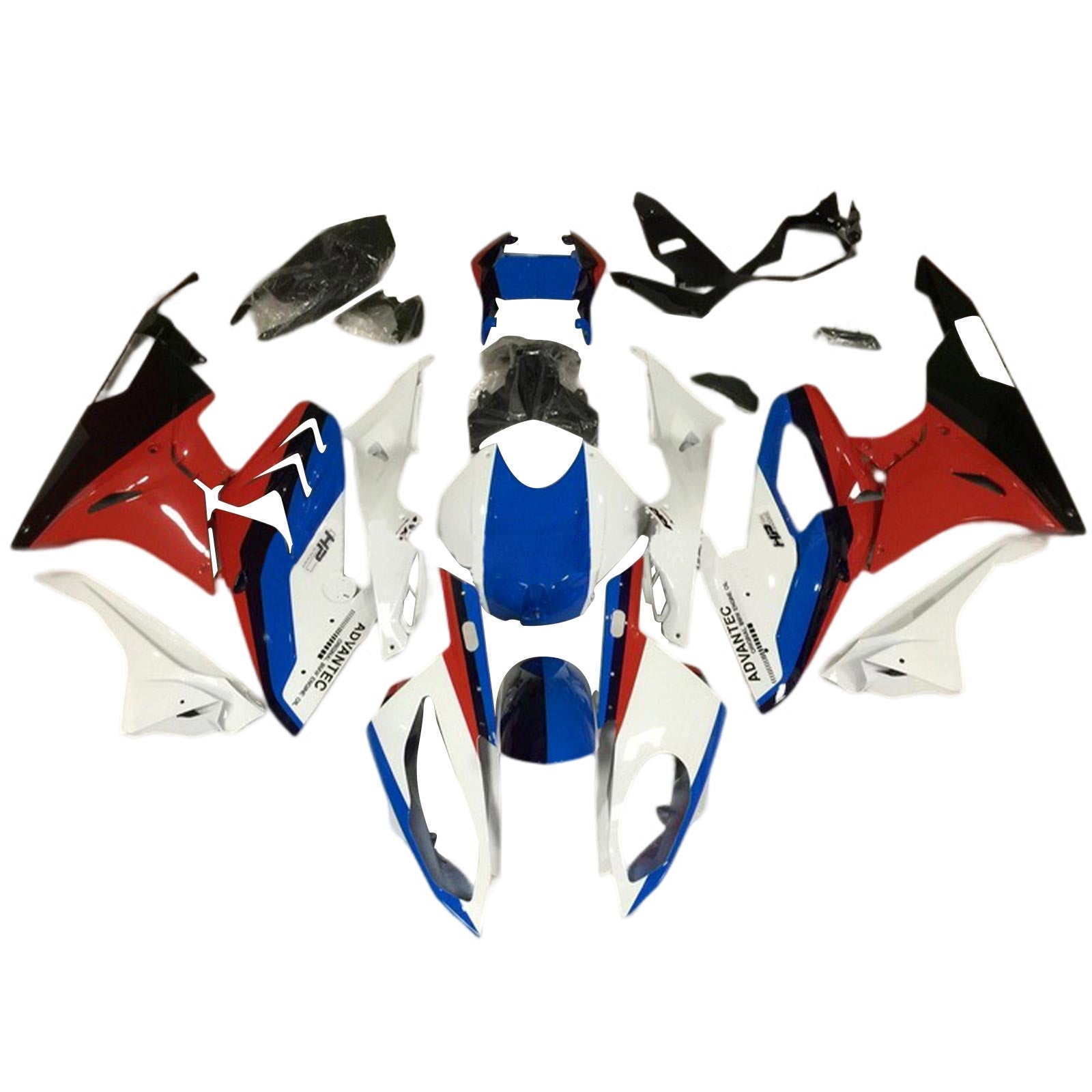 Amotopart BMW S1000RR 2017-2018 Kit de carénage bleu et rouge Style 8