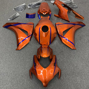 Amotopart Verkleidungsset für Honda CBR1000RR 2008–2011, glänzend dunkelorange mit blauen Streifen