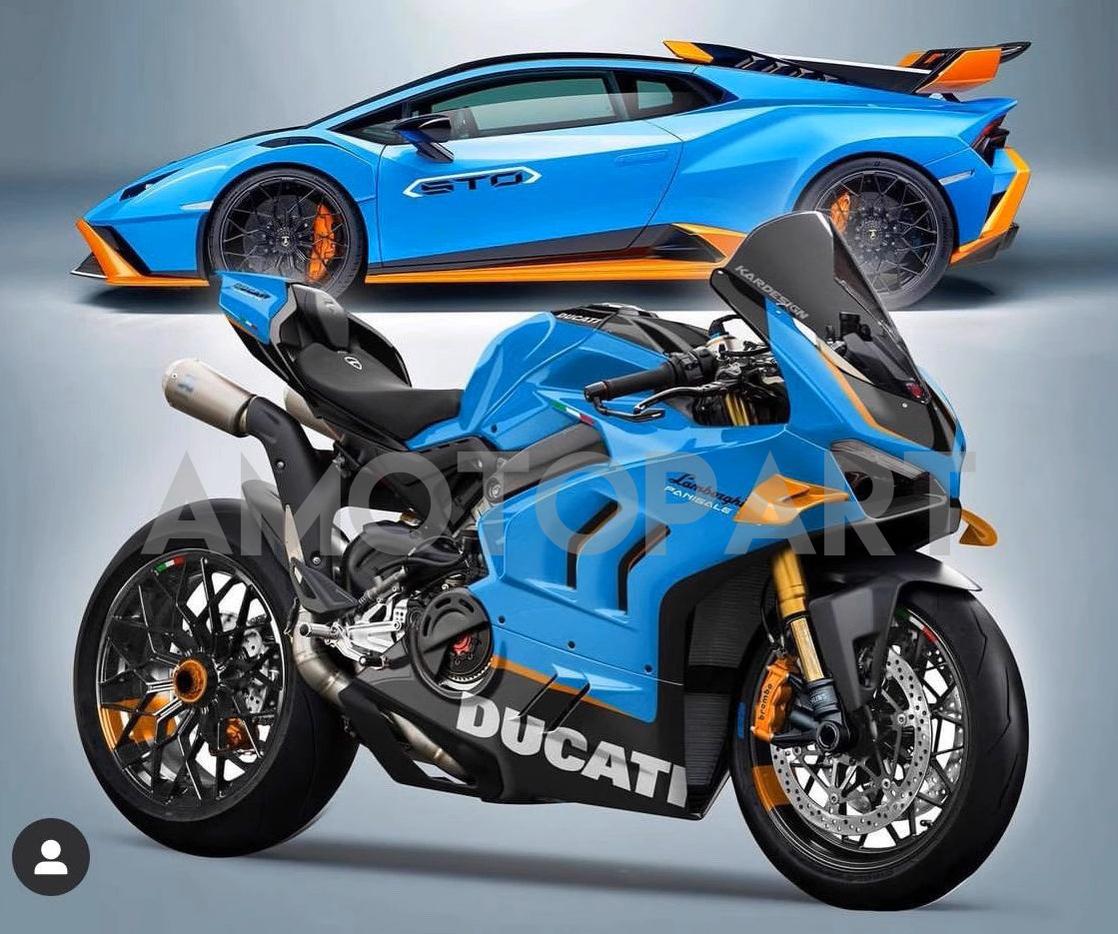 Amotopart Ducati 20-21 Panigale V4 V4S Blue&Orange Fairing Kit