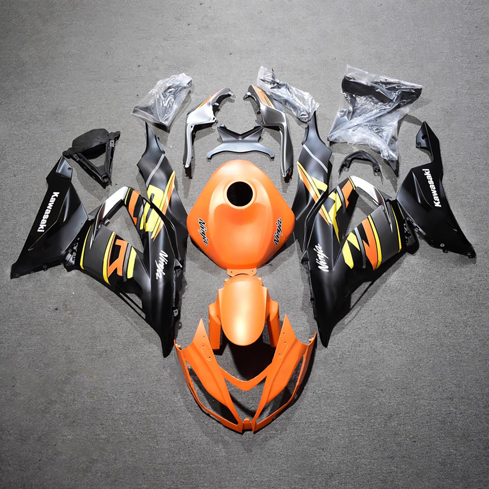 Amotopart 2013-2018 Kawasaki ZX6R 636 Orange Blcak Fairing Kit