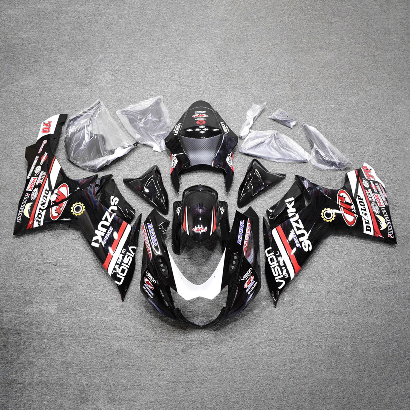 Amotopart 2011-2026 Suzuki GSXR 600/750 Black White Red Fairing Kit