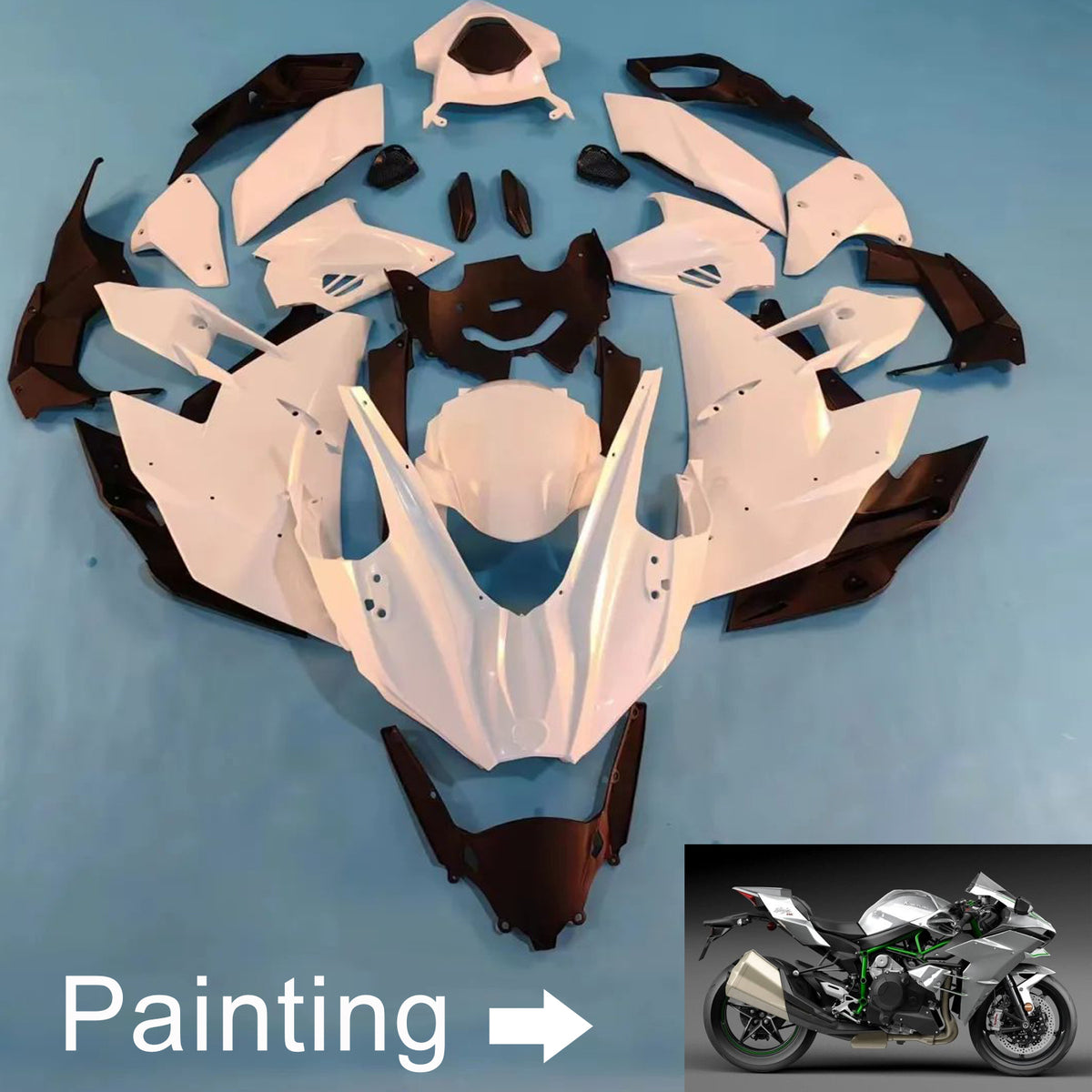 Amotopart 2015-2022 Kawasaki Ninja H2 Sliver Grey Fairing Kit