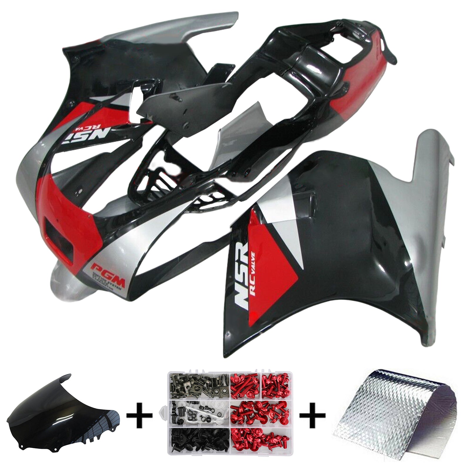 Amotopart Honda NSR250R 1988-1989 Black&Red Fairing Kit