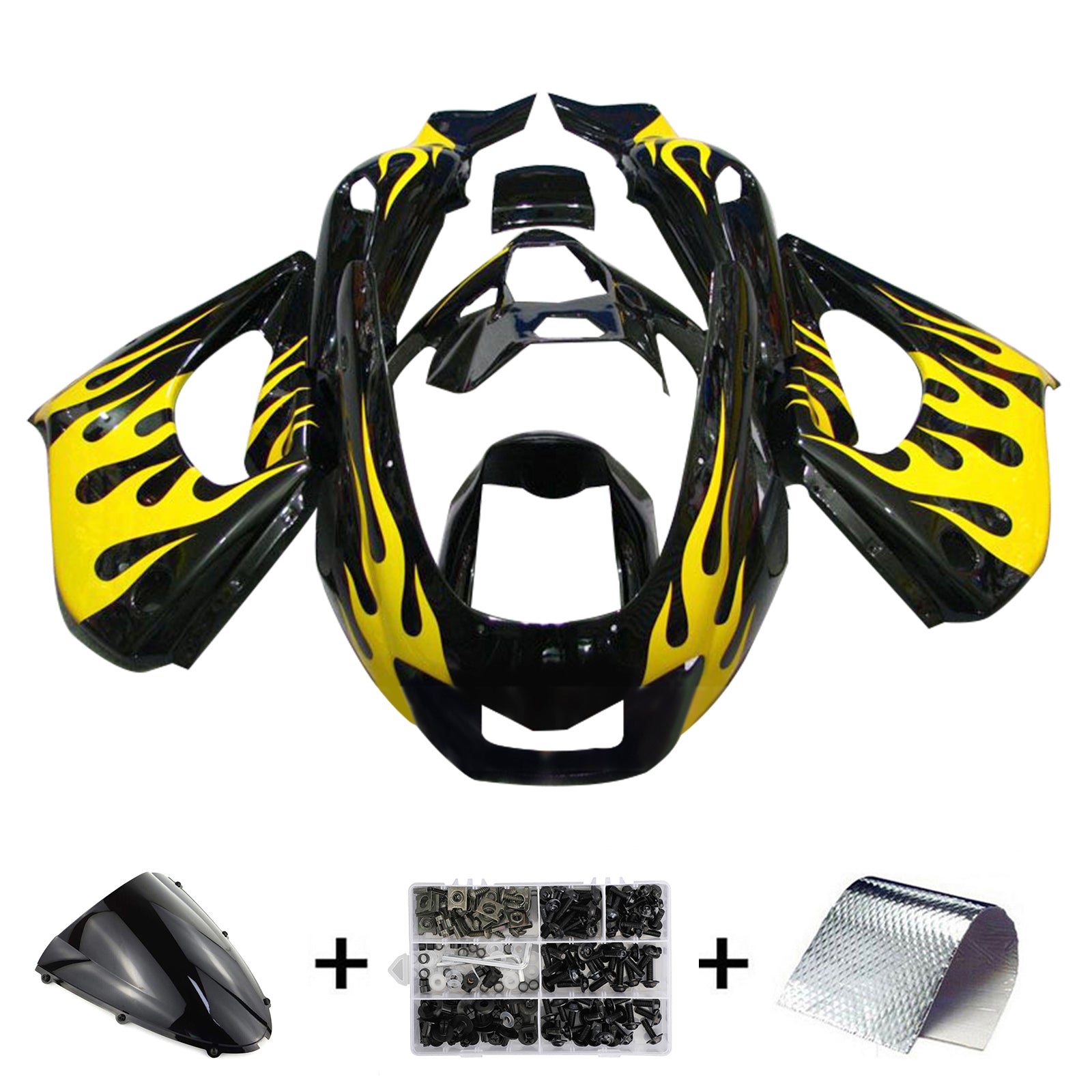 Amotopart 1997-2007 Yamaha YZF1000R Thunderace Kit de carenado negro amarillo