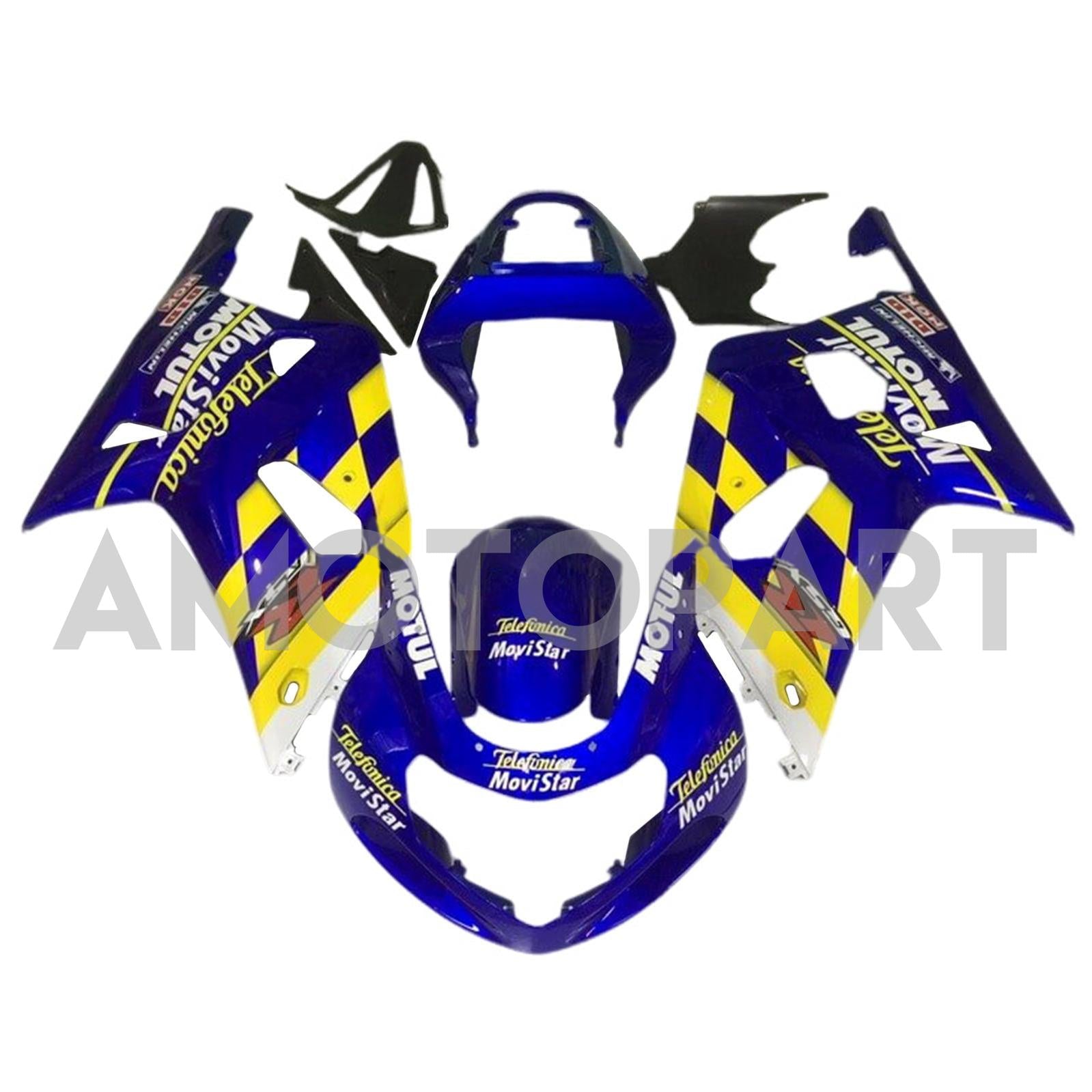 Amotopart 2001-2003 GSXR600 2000-2003 GSXR750 K1 Suzuki Blue Yellow Fairing Kit