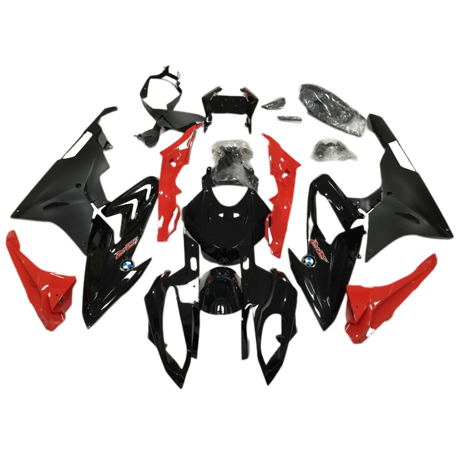 Amotopart BMW S1000RR 2017-2018 Kit de carenado estilo 12 negro y rojo