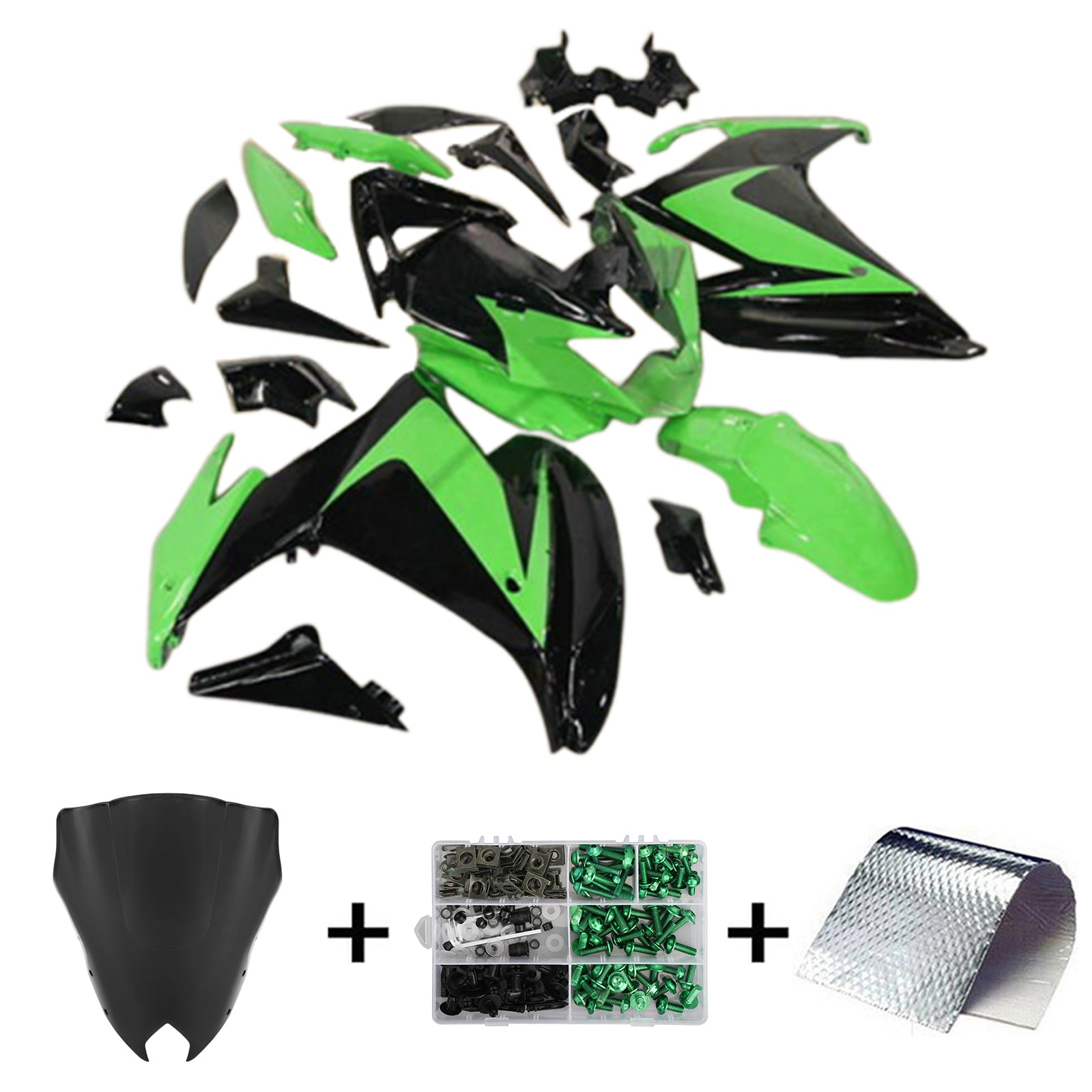 Amotopart 2009-2015 Yamaha FZ6R Kit de carenado negro verde