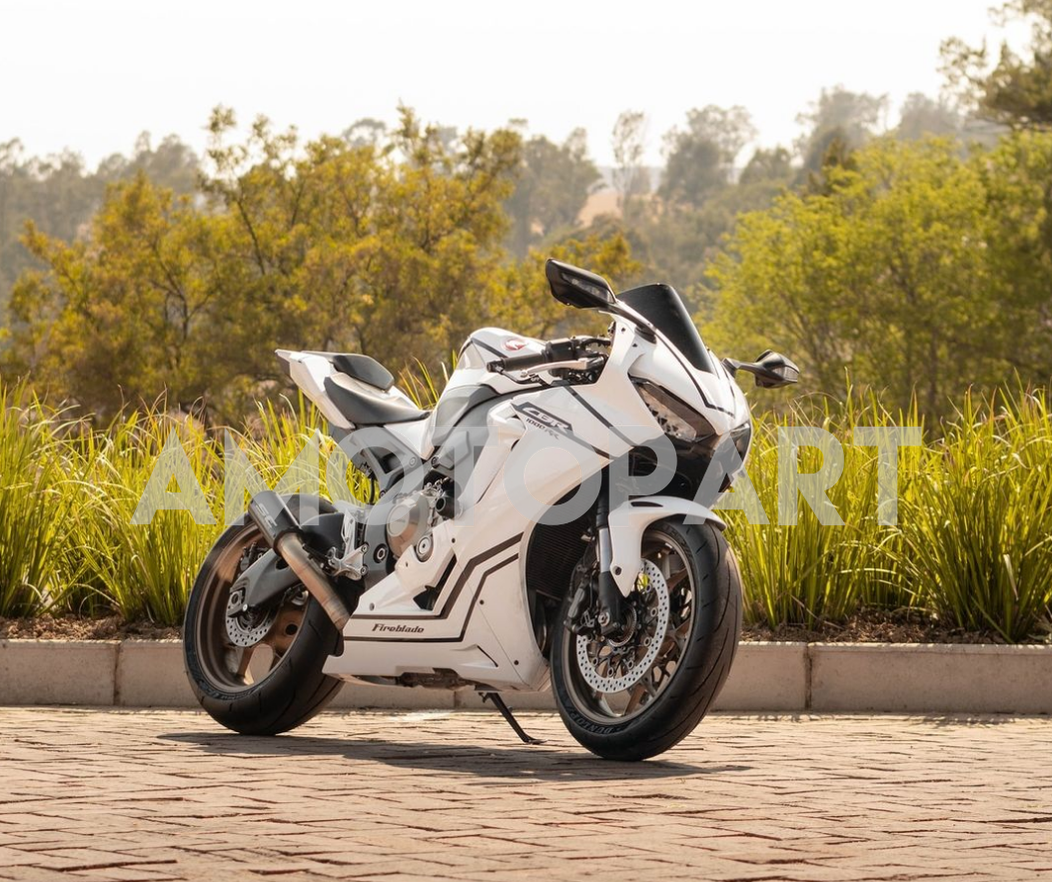 Amotopart 2017-2025 Honda CBR1000RR Fairing White with Black Stripe Kit