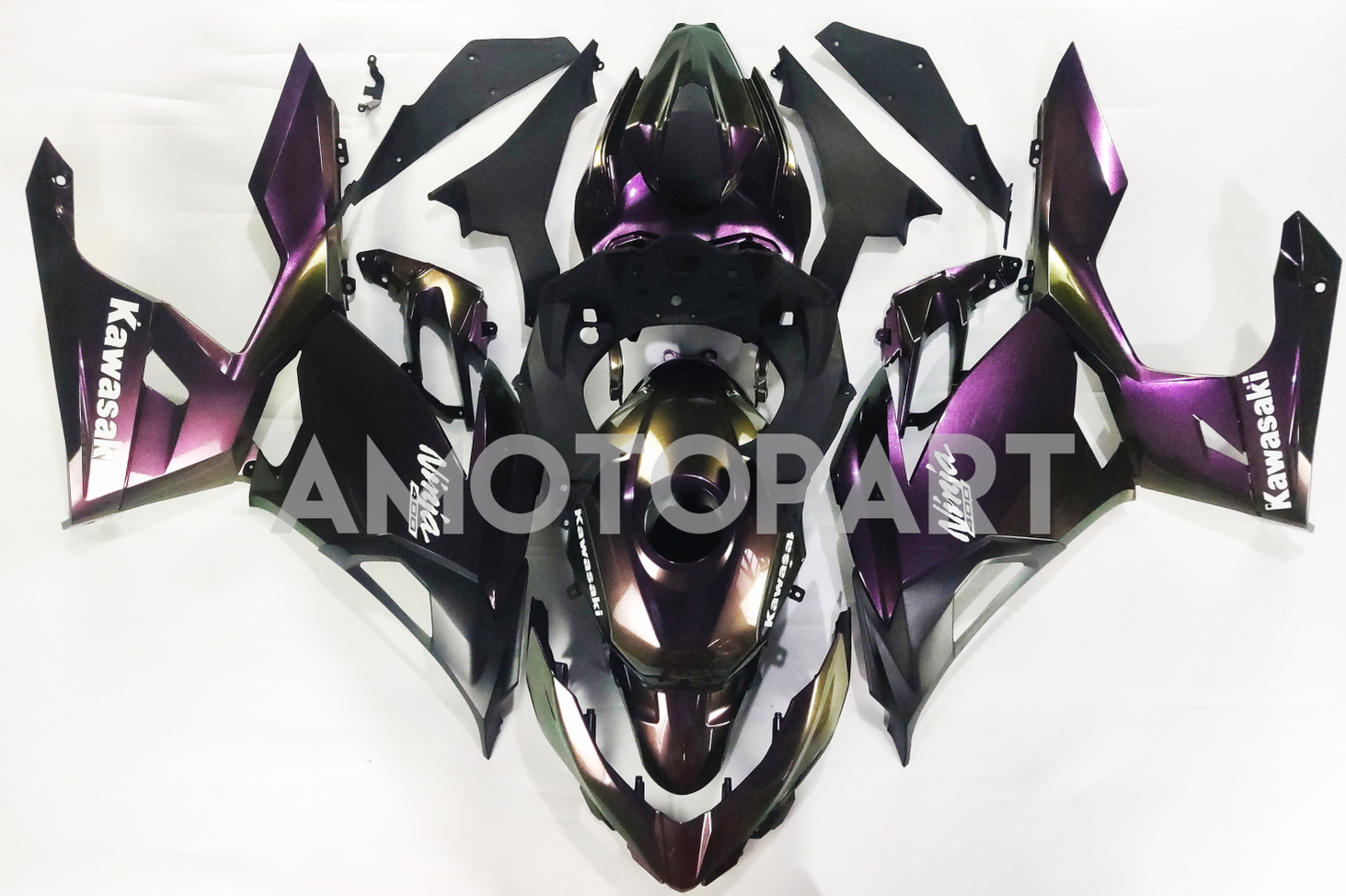 Amotopart  Kawasaki EX400/Ninja400 2018-2024 Gradient Purple & Green Fairing Kit
