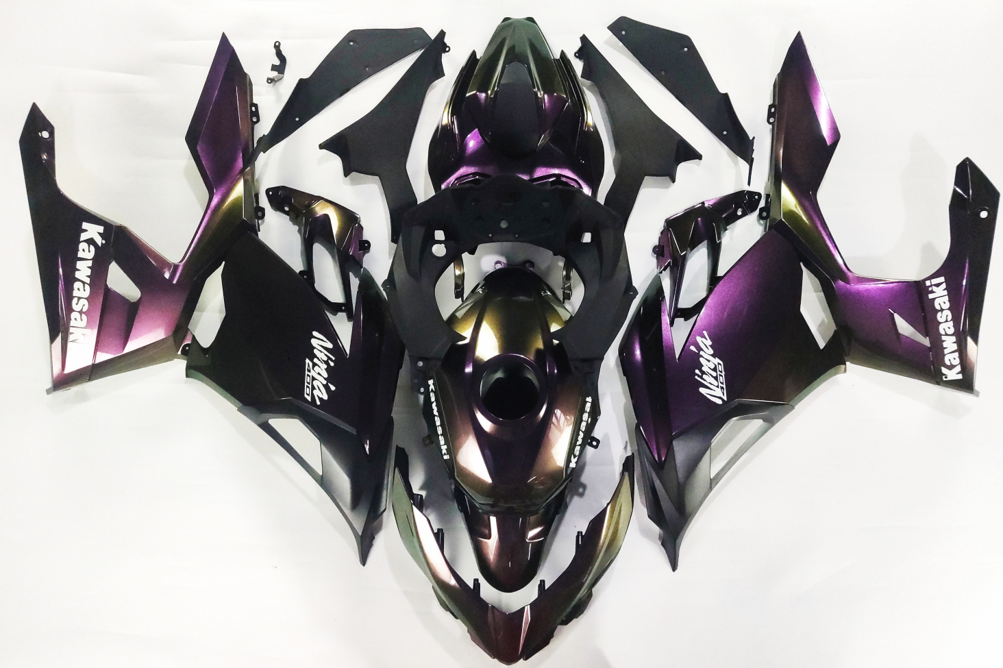 Amotopart  Kawasaki EX400/Ninja400 2018-2024 Gradient Purple & Green Fairing Kit