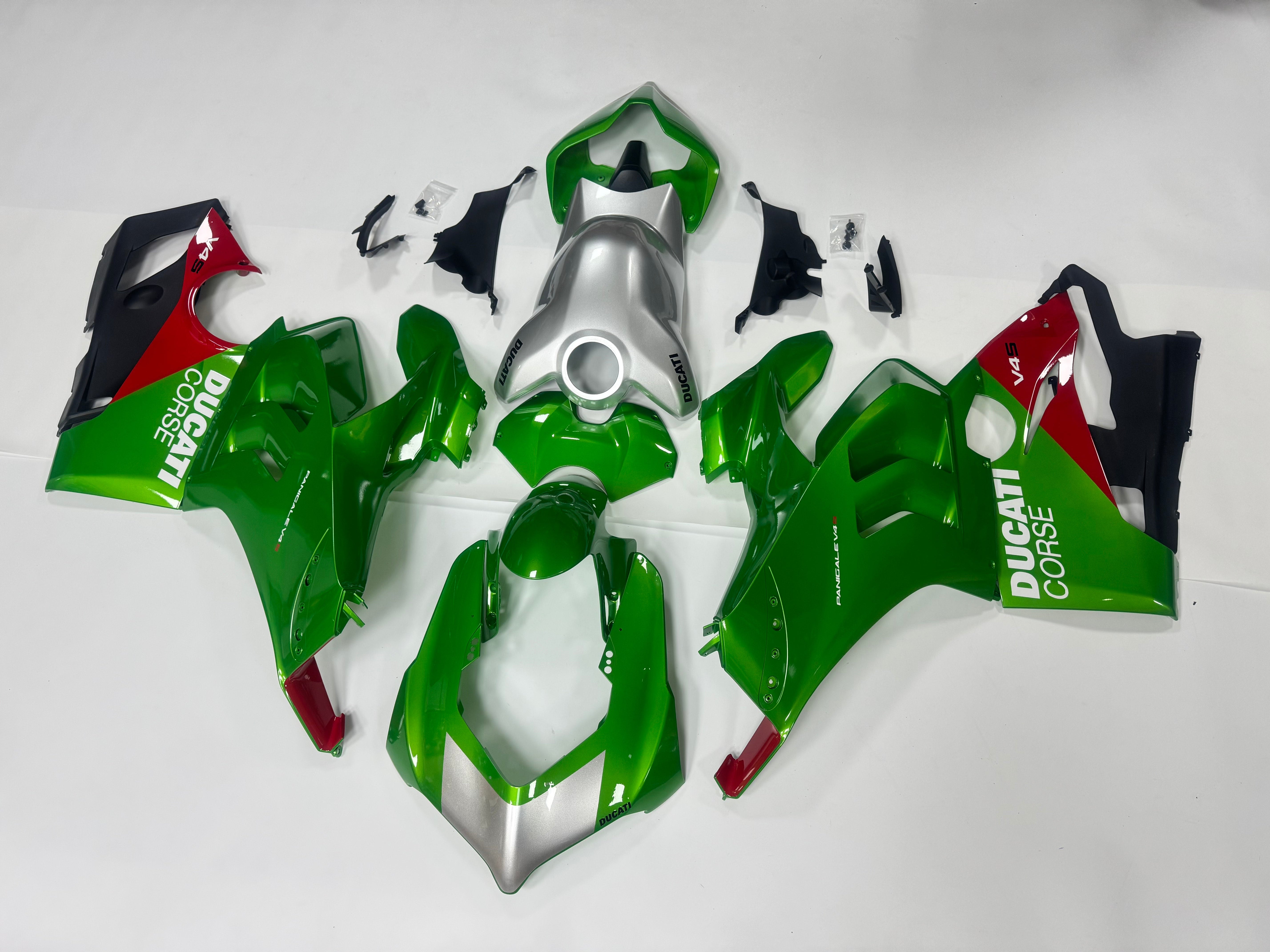 Amotopart Ducati Panigale 20-21 V4 V4S & 21-22 V4SP & 19-22 V4R Green Red Fairing Kit