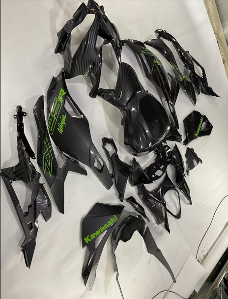 Amotopart 2019-2024 Ninja ZX-25R ZX-4R ZX-4RR Kawasaki Carbon Fiber Pattern Green Fairing Kit