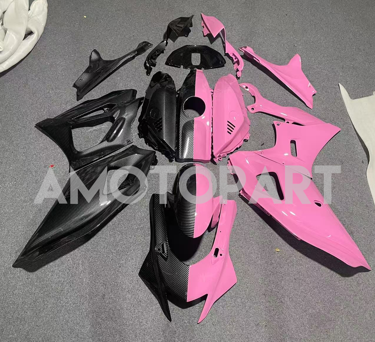 Yamaha R7 Pink Rims Amotopart 2021-2025 Yamaha YZF-R7 Carbon Fiber & Pink Fairing Kit