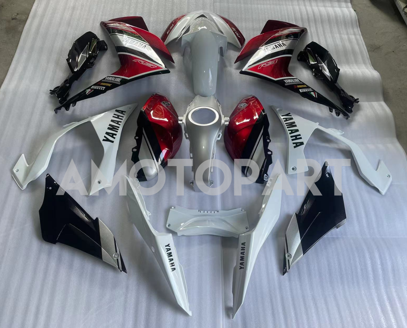 Amotopart Yamaha 2014-2018 YZF-R3 2015-2017 R25 Fairing Black Red Kit