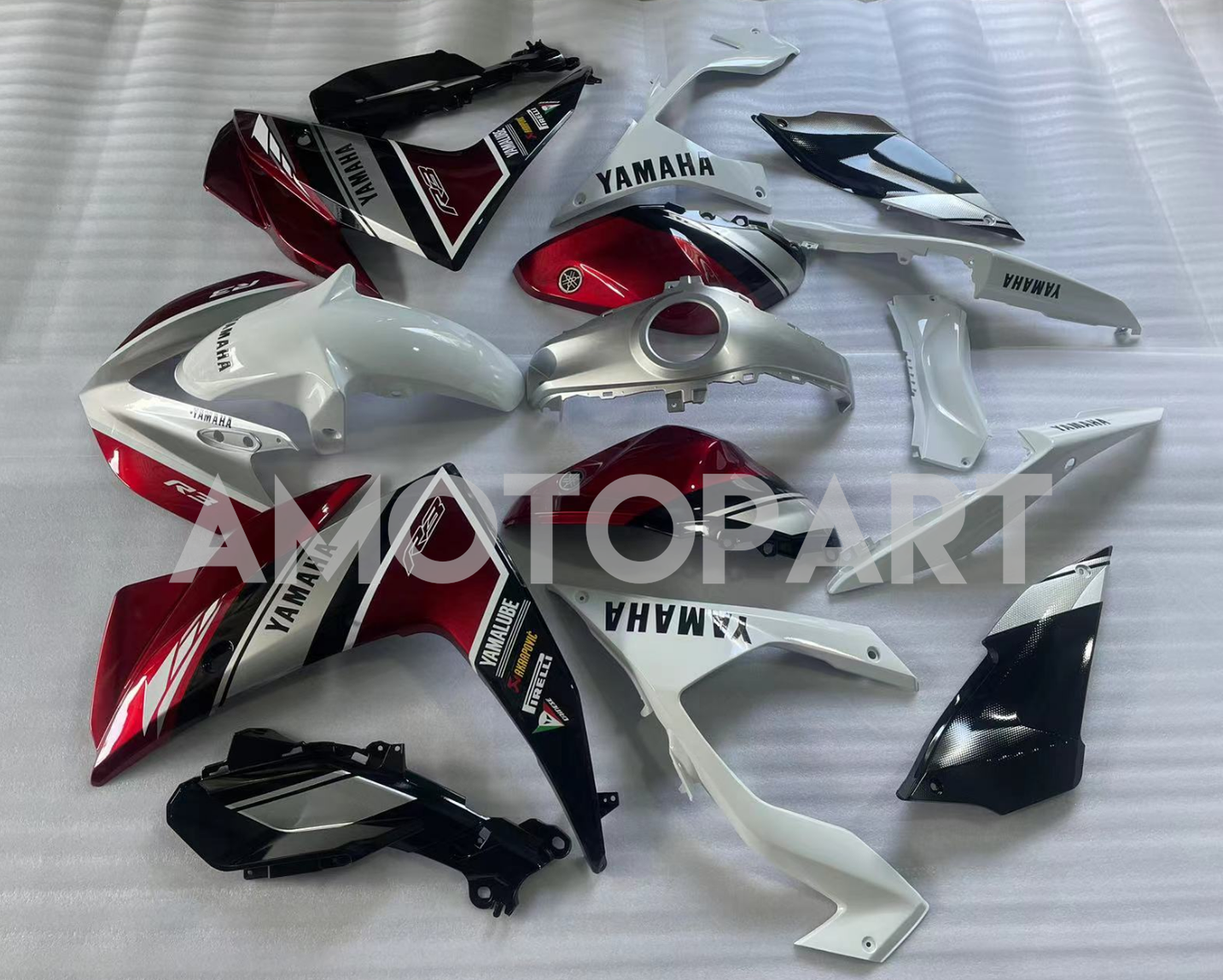 Amotopart Yamaha 2014-2018 YZF-R3 2015-2017 R25 Fairing Black Red Kit