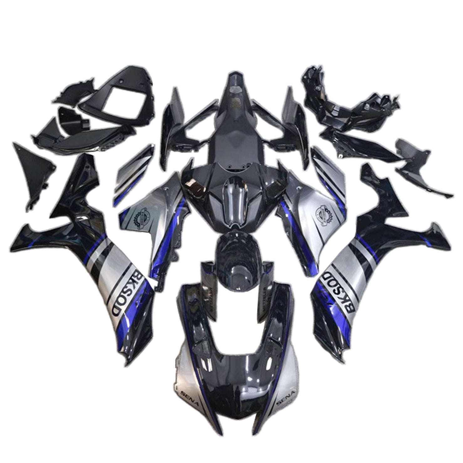 Amotopart 2020-2024 Yamaha YZF R1 Black Grey Blue Fairing Kit