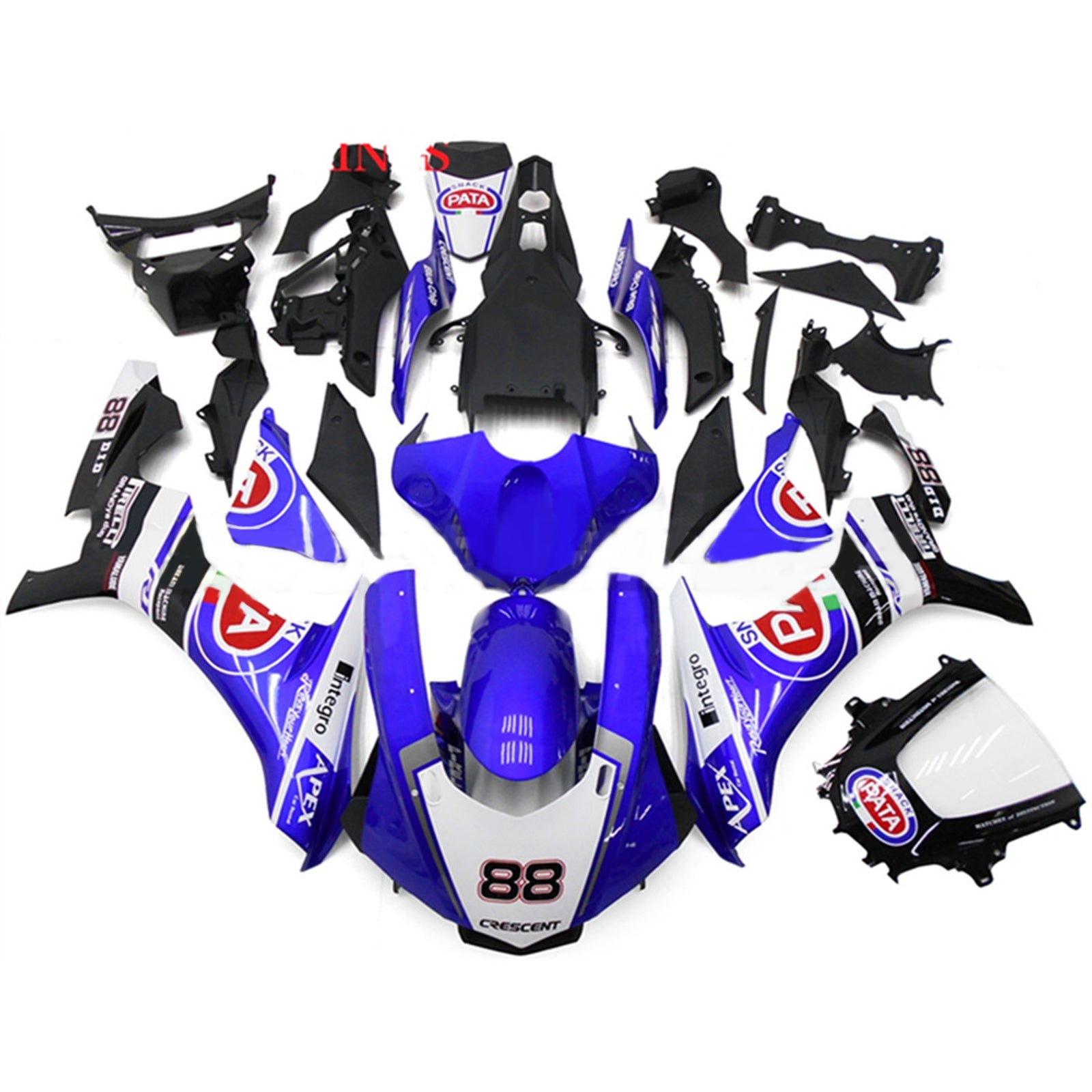 Amotopart ヤマハ YZF 1000 R1 2015-2019 ブルー&ホワイト ロゴフェアリングキット付き