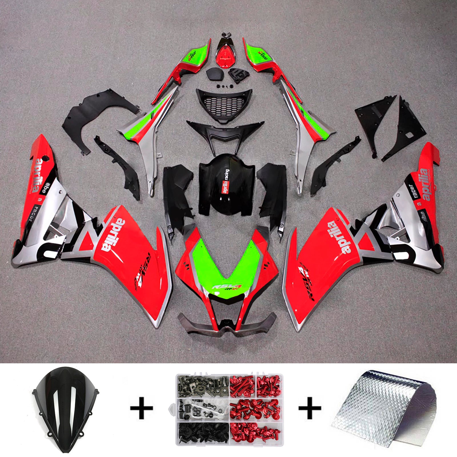 Amotopart 2009-2015 Aprilia RSV4 1000 Green Black Red Fairing Kit