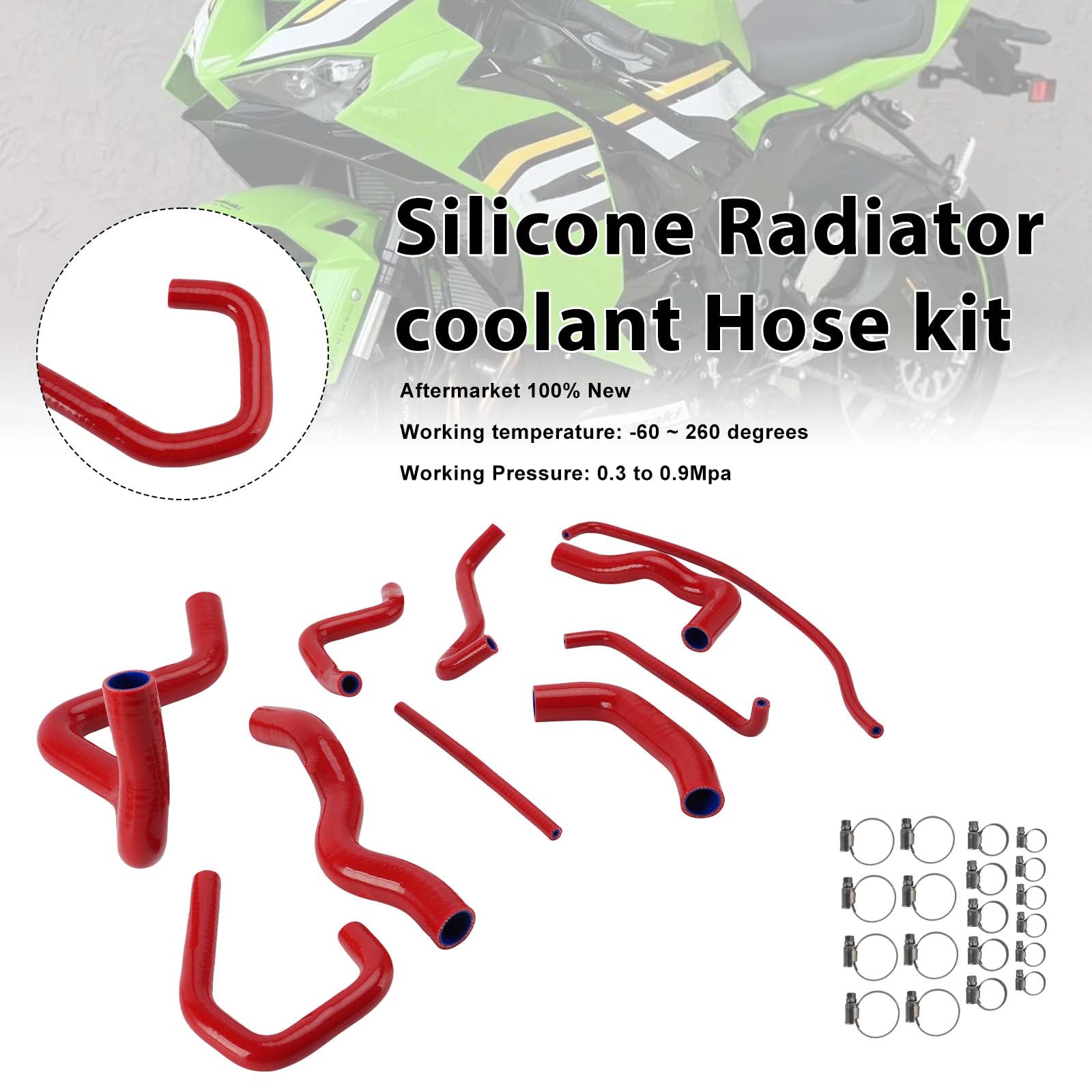 09-26 Kit de mangueira de refrigeração do radiador de silicone Kawasaki Ninja 636 ZX-6R