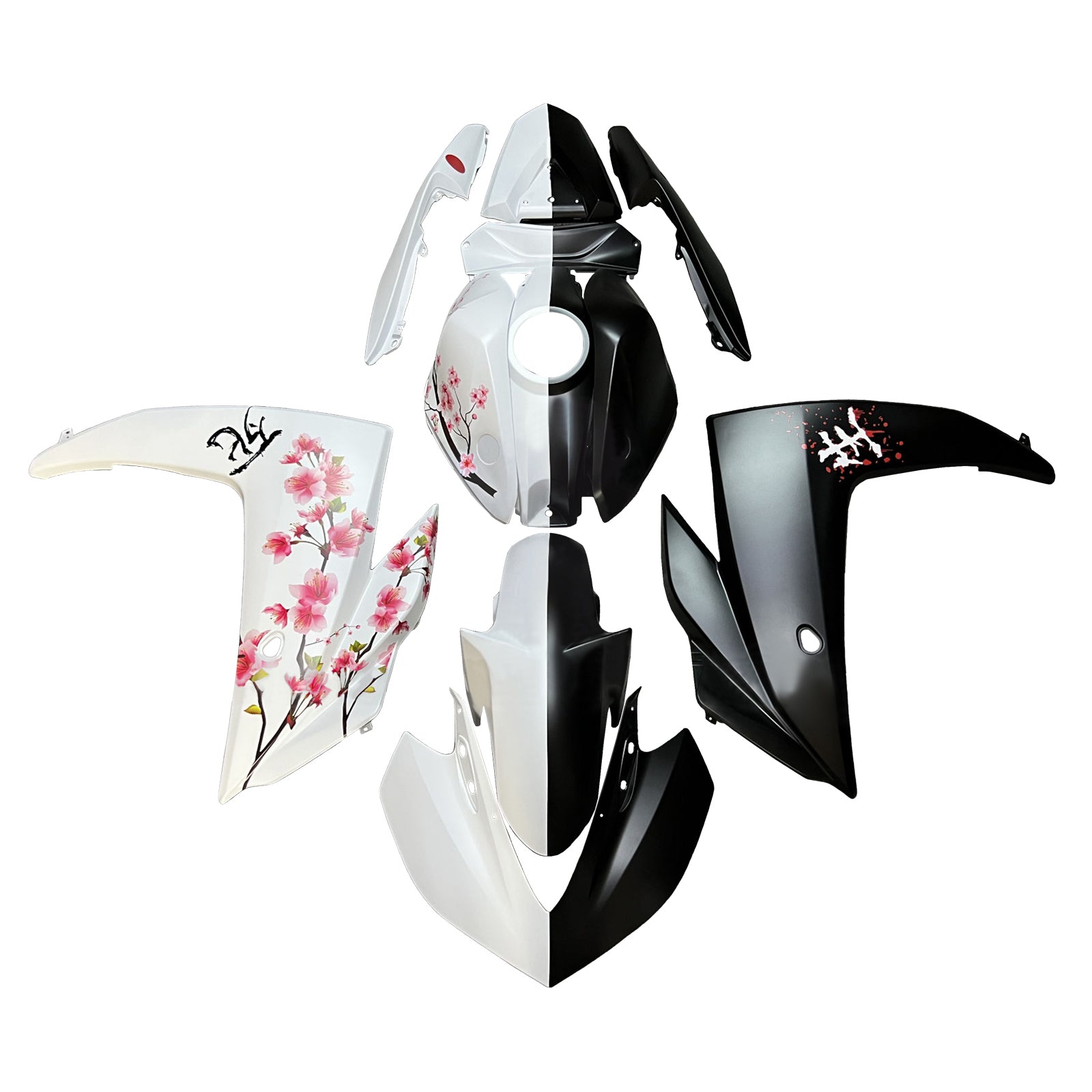 Amotopart Yamaha 2014-2018 YZF R3 2015-2017 YZF R25 White & Black Fairing Kit