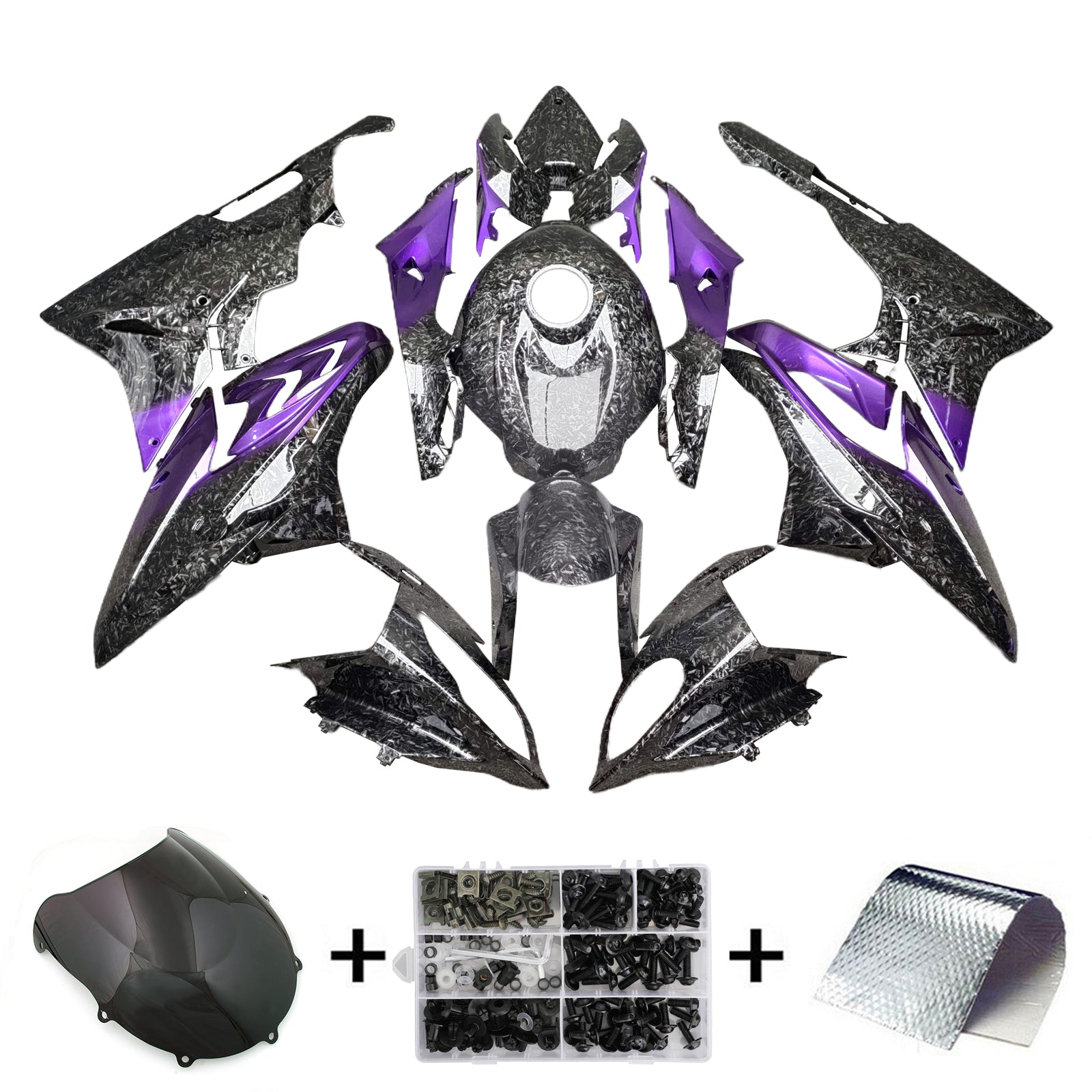 Amotopart 2015-2016 BMW S1000RR Purple & Forged Carbon Fiber Patterns Fairing Kit