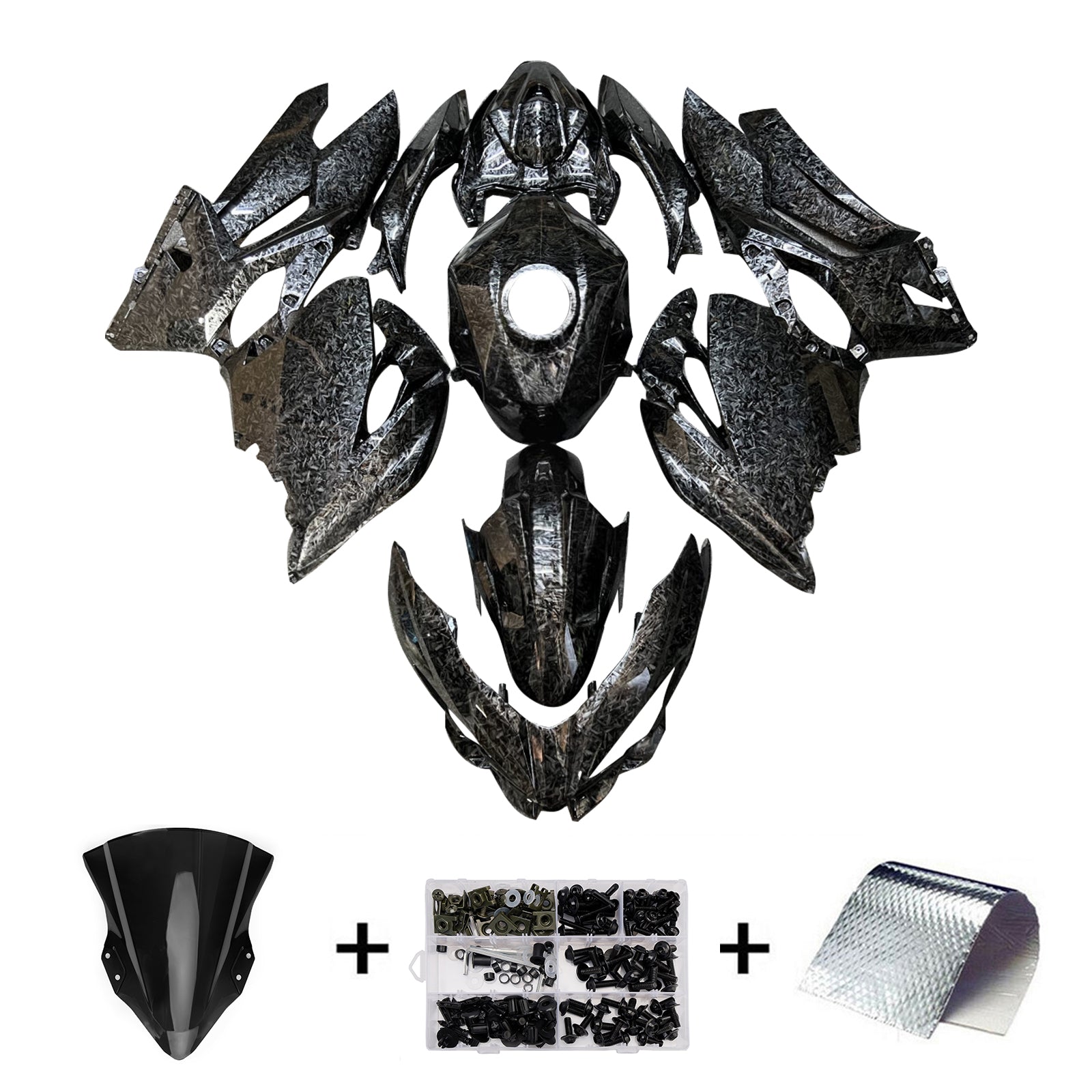 Amotopart 2018-2024 Kawasaki EX400 Ninja400 Forged Carbon Fiber Pattern Fairing Kit