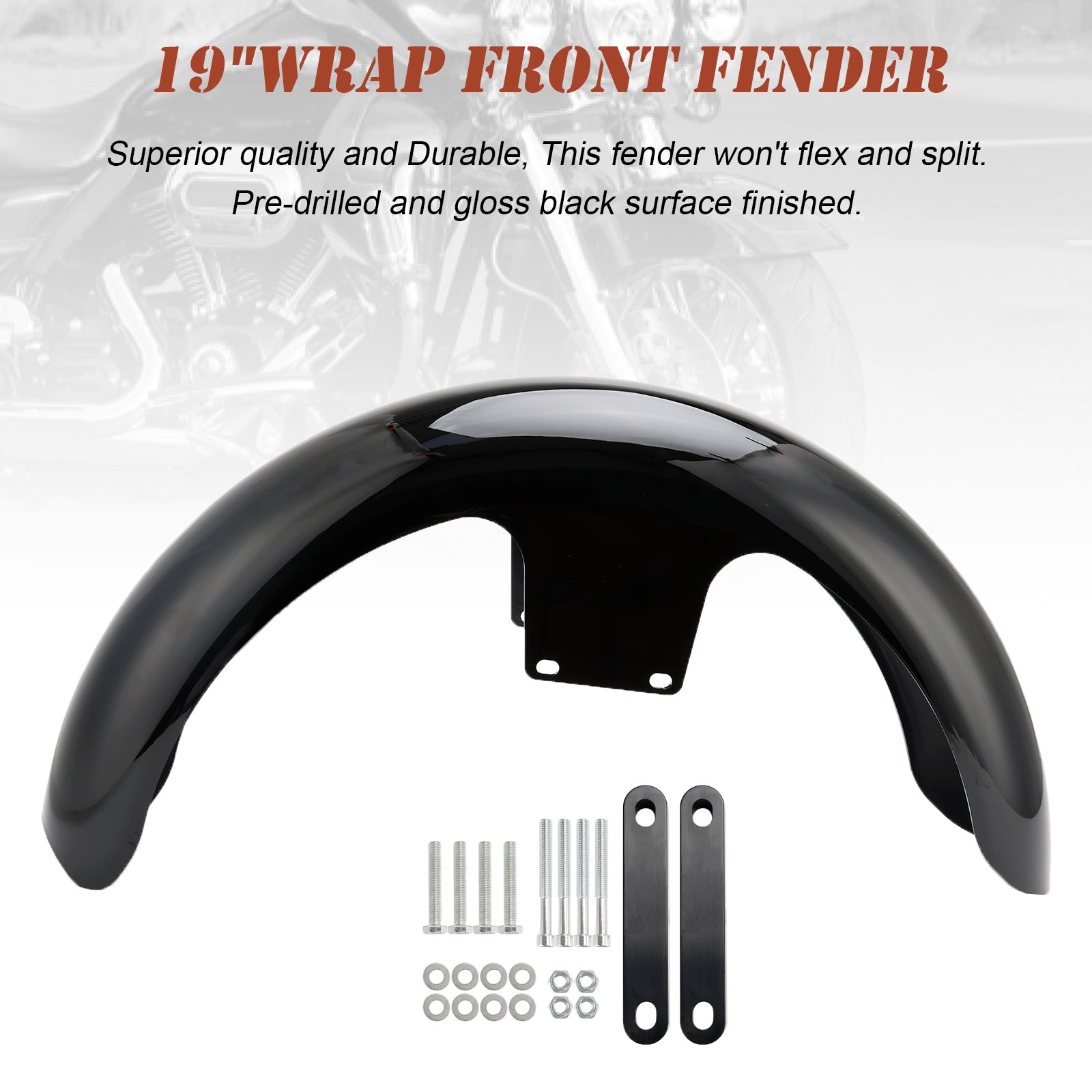 19" Wrap Front Fender ABS For Touring Electra Street Road Glide Baggers FLHT FLHR