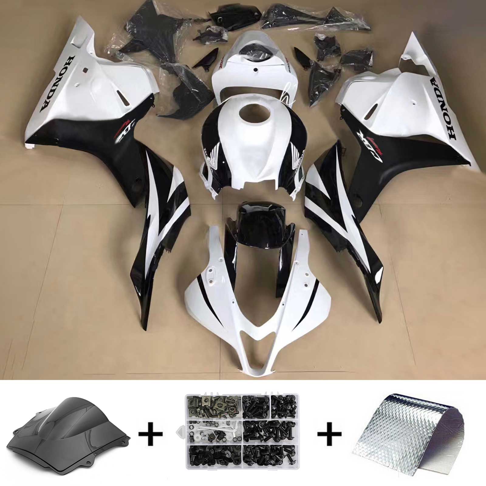 Amotopart 2013-2023 F5 CBR600RR Honda Black&White Style1 Fairing Kit