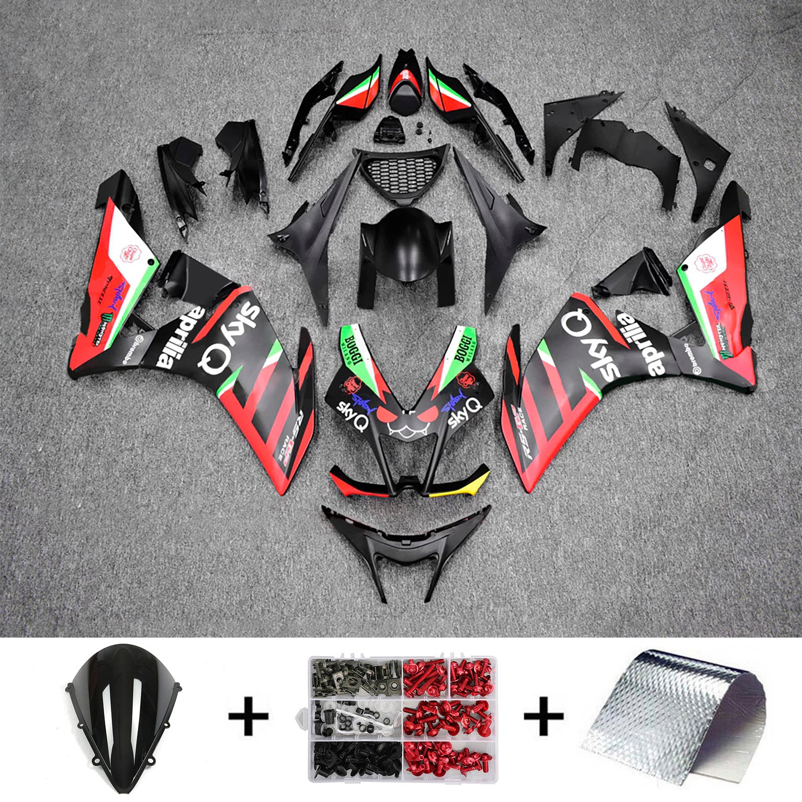 Amotopart 2009-2015 Aprilia RSV4 1000 Black Red White Fairing Kit