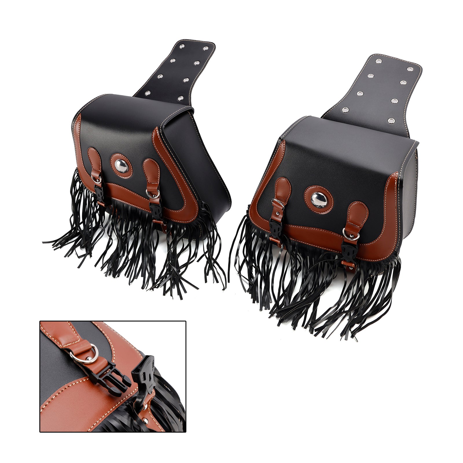 Universal Saddlebag Side Storage Tail Bag Pu Luggage Black 26L For Motorcycle