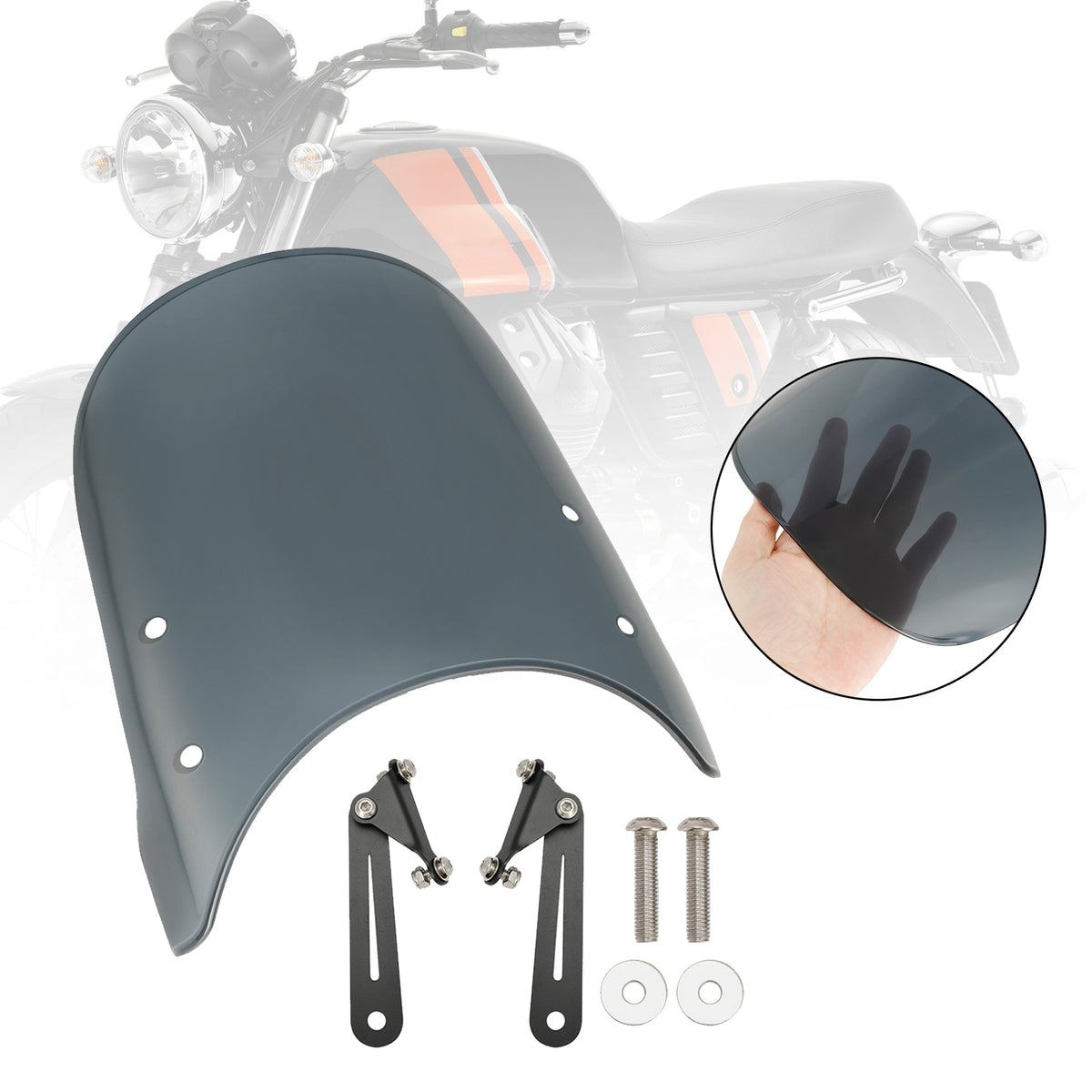 Moto Guzzi 16-23 V7 Classic & 18-23 V9 Gray Bobber Windshield WindScreen