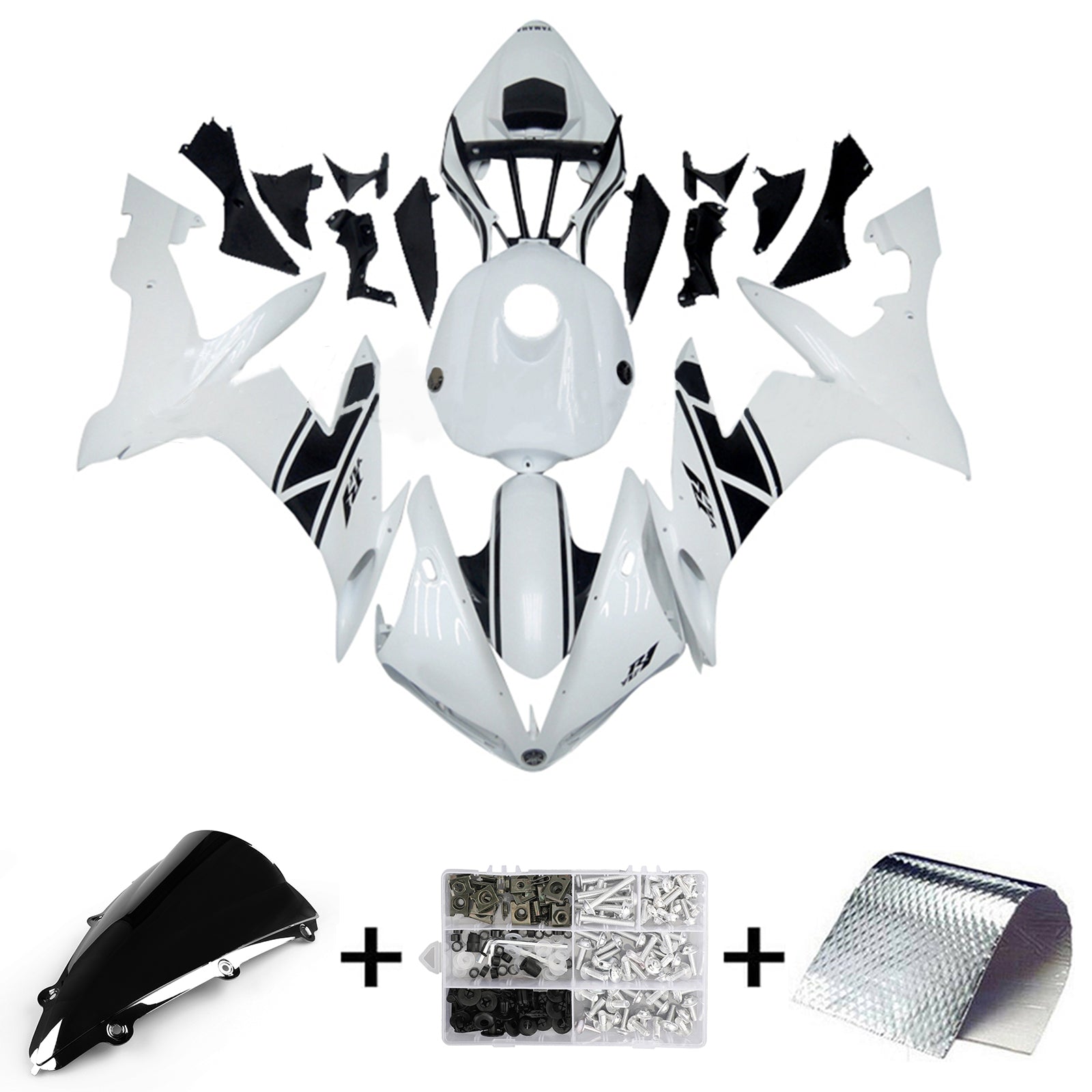 Amotopart 2004-2006 YZF 1000 R1 Yamaha White&Black Fairing Kit