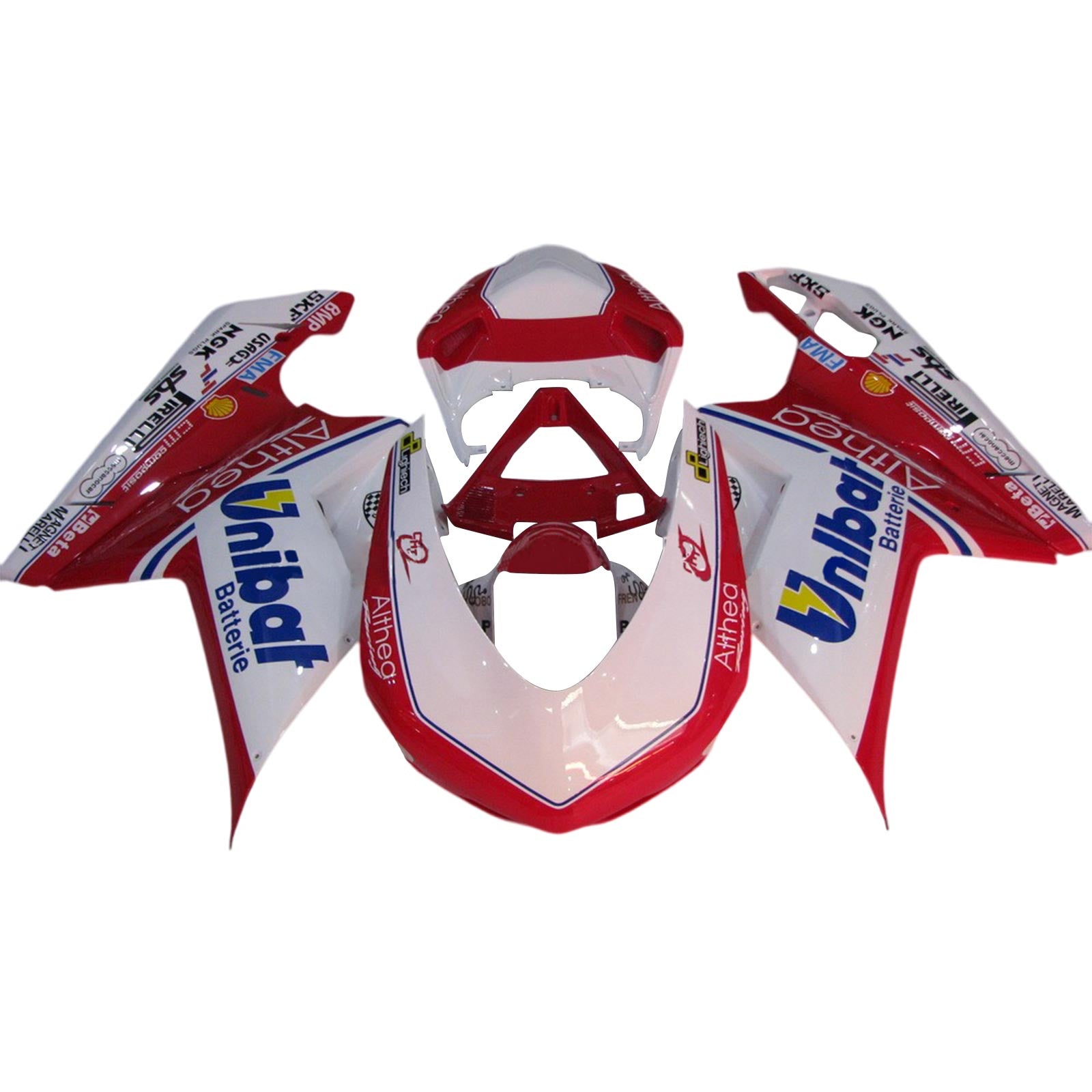 Amotopart Kit de carénage Ducati 1098 1198 848 rouge et blanc Style6 toutes années