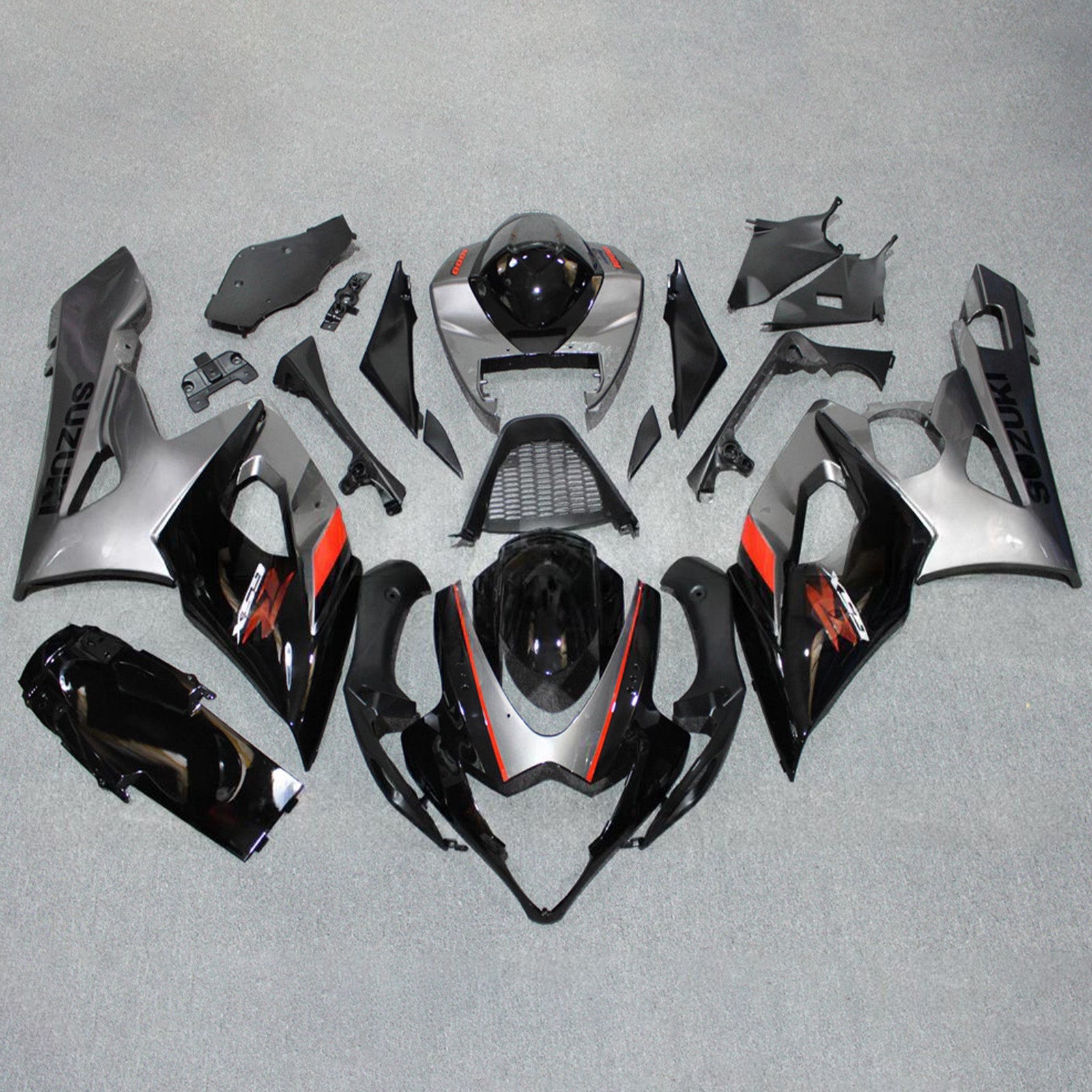 Amotopart 2005-2006 Suzuki GSXR1000 Black Gray Red Fairing Kit