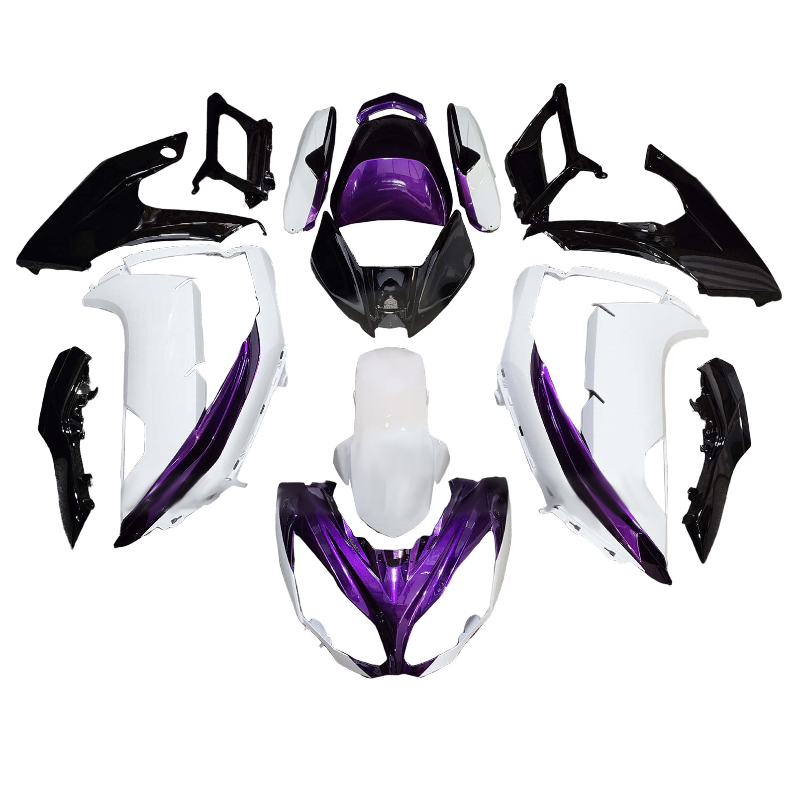 Amotopart 2012-2016 Kawasaki Ninja 650 ER6F Black White Purple Fairing Kit