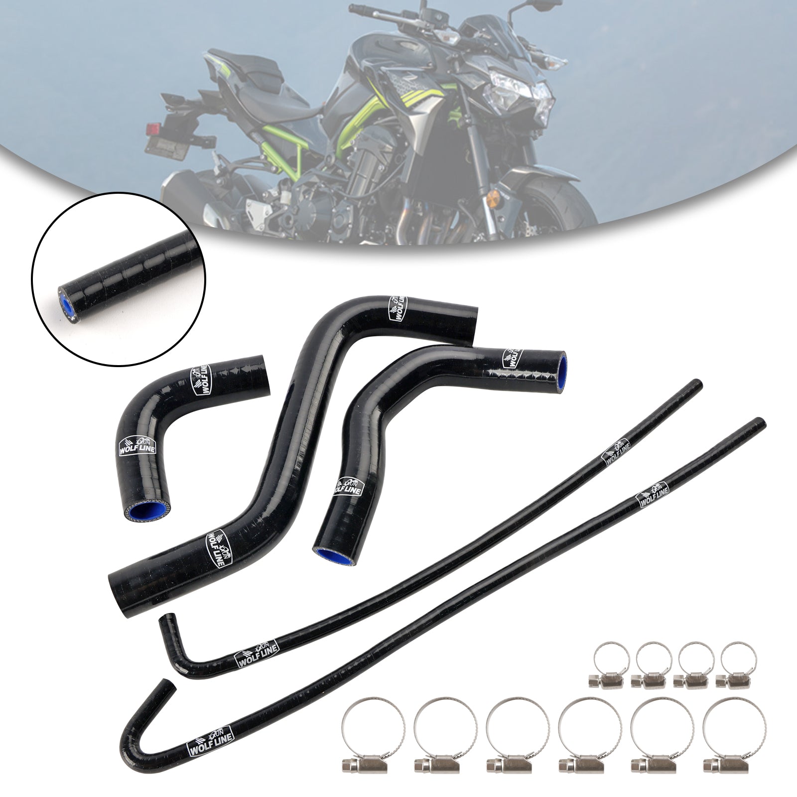 2017-2024 Kawasaki Z900 Silicone Radiator coolant Hose kit