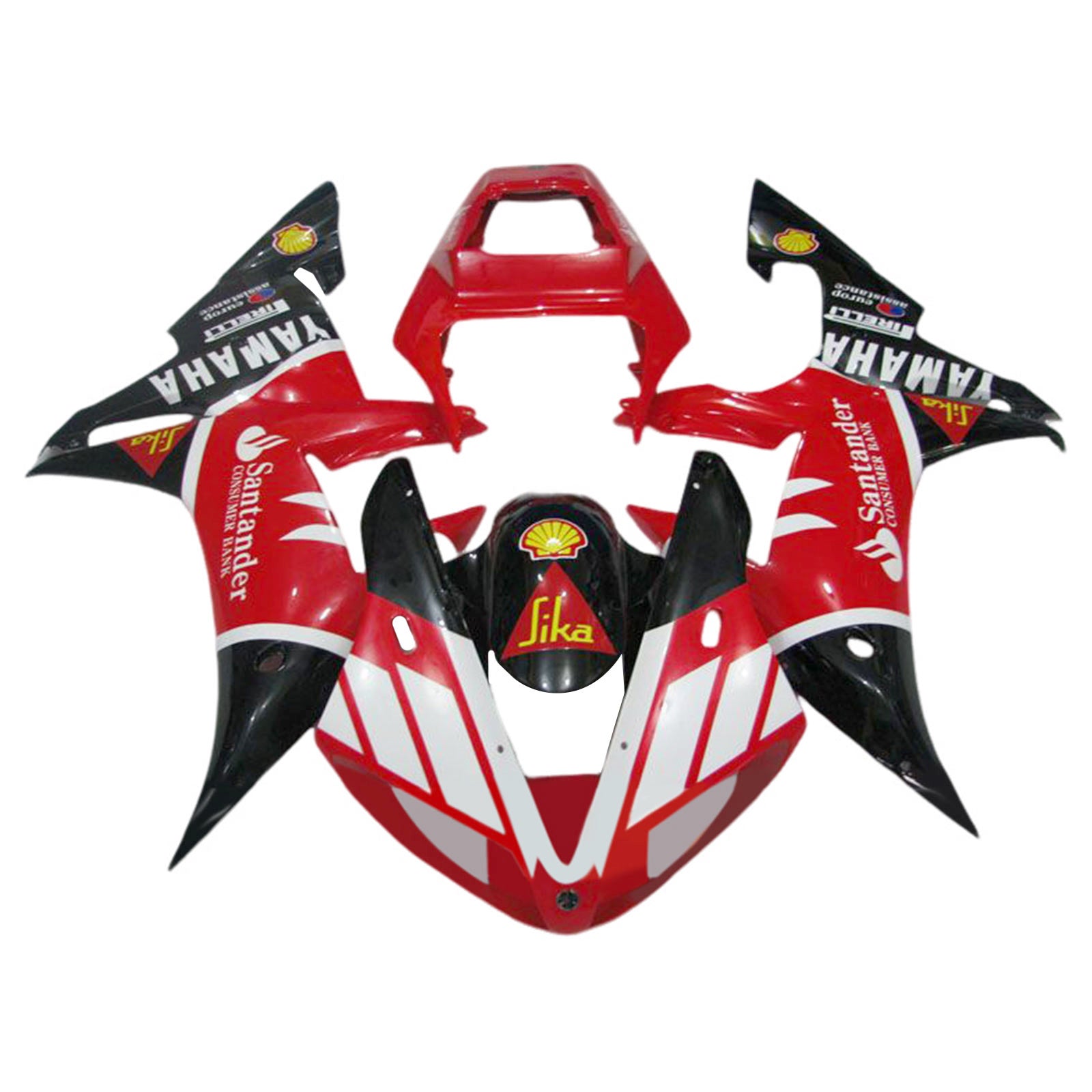 Amotopart 2002–2003 Yamaha YZF R1 weiß schwarz rot Verkleidungssatz