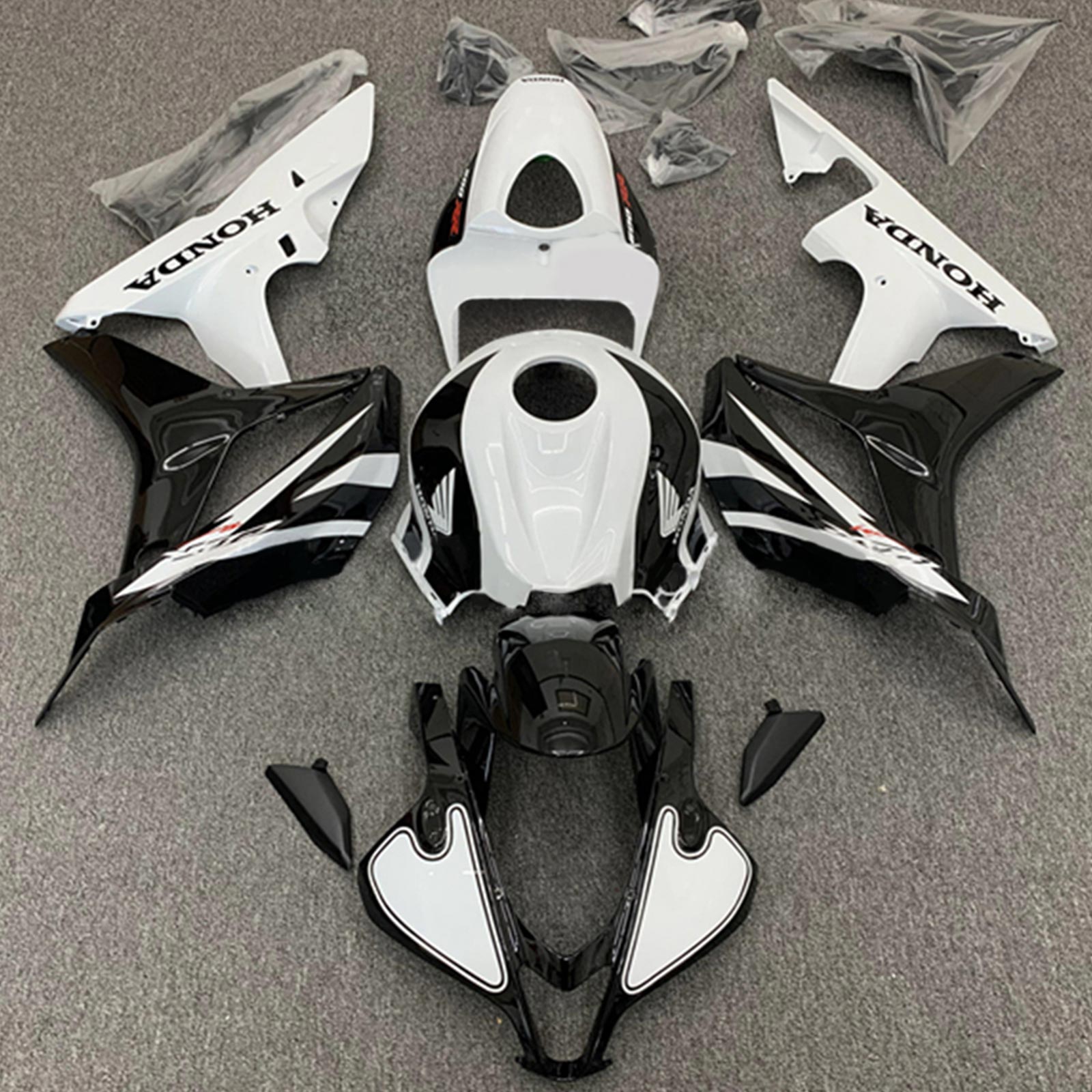 Amotopart 2007-2008 ホンダ CBR600RR ホワイト ブラック フェアリングキット