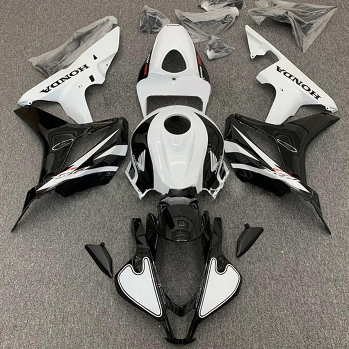 Amotopart 2007-2008 Honda CBR600RR Kit de carenado blanco negro