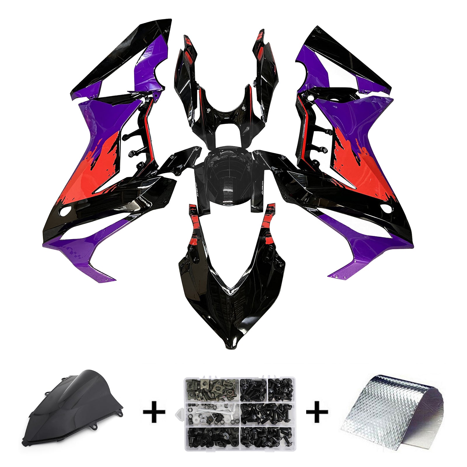 Amotopart 2021-2023 CBR650R Honda Kit de carénage violet et noir