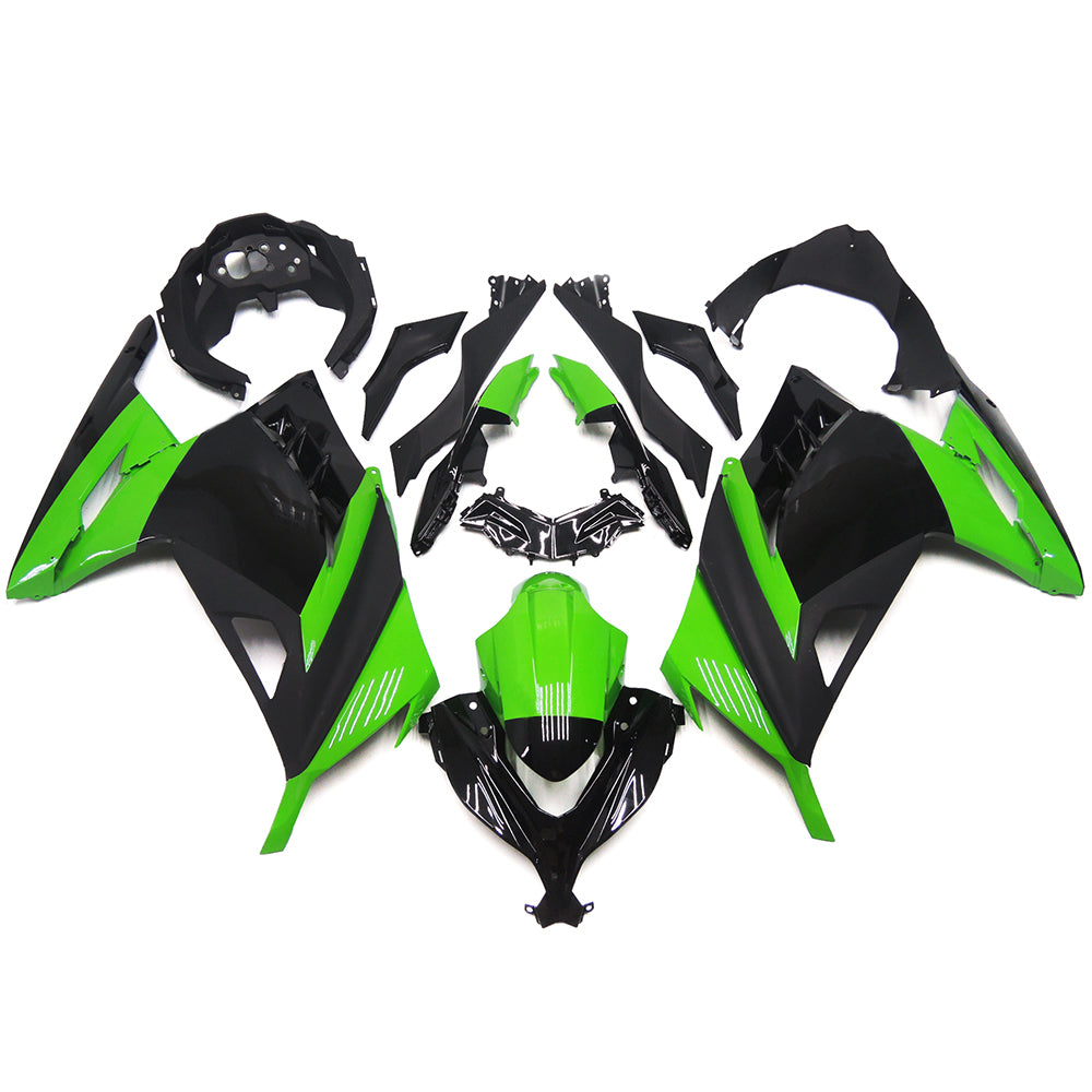 Amotopart Kawasaki EX300/Ninja 300 2013-2023 グリーン & ブラック スタイル フェアリングキット